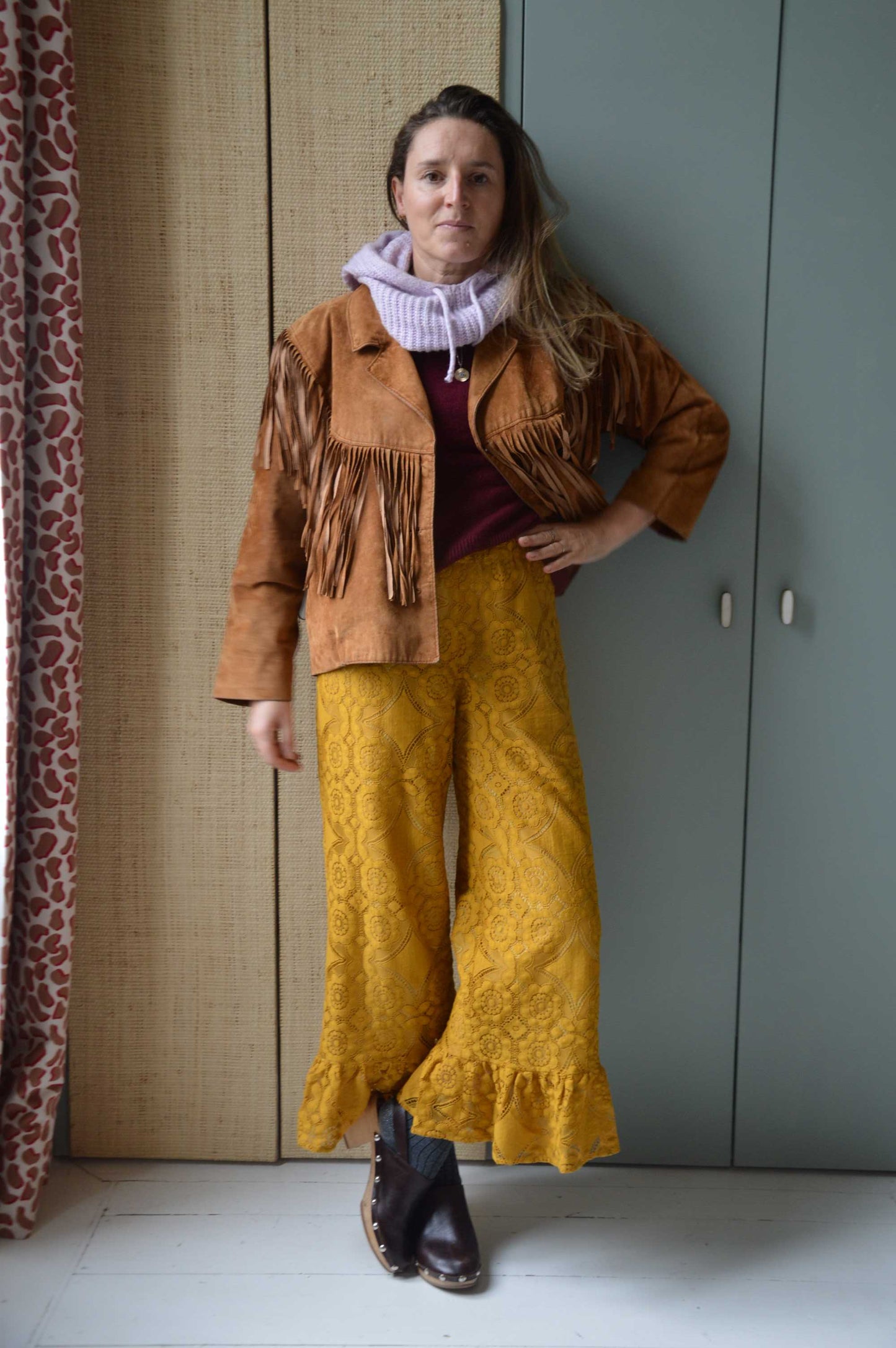 Pantalon Jeu de dentelle moutarde