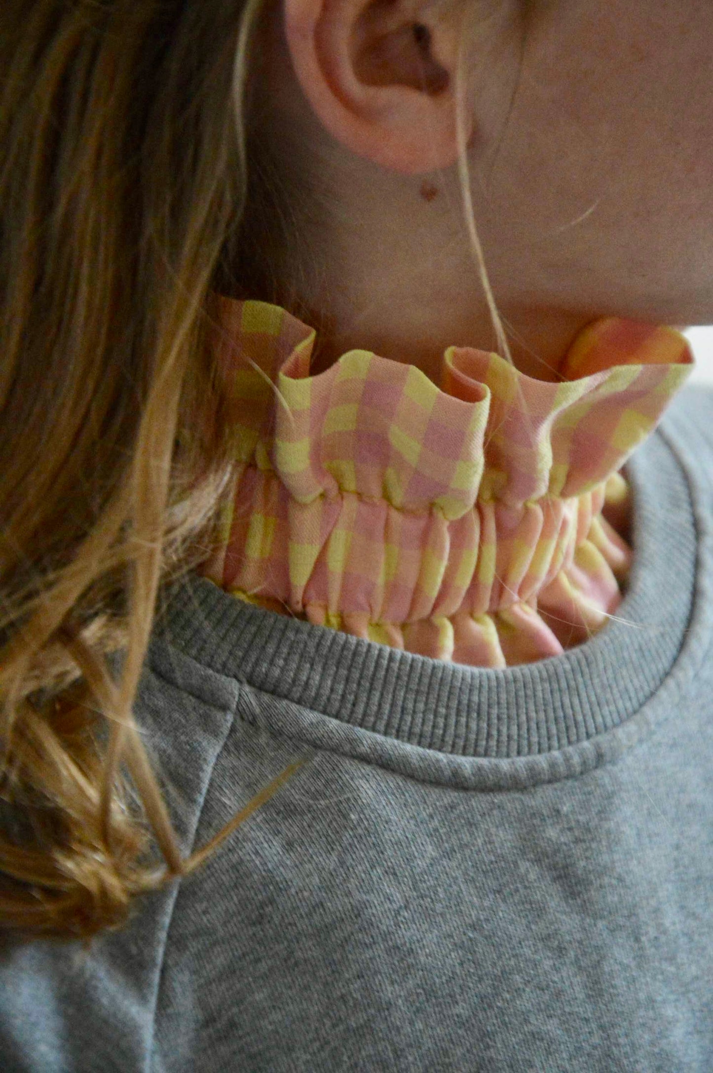 Col vichy Sorbet Rose  et Jaune