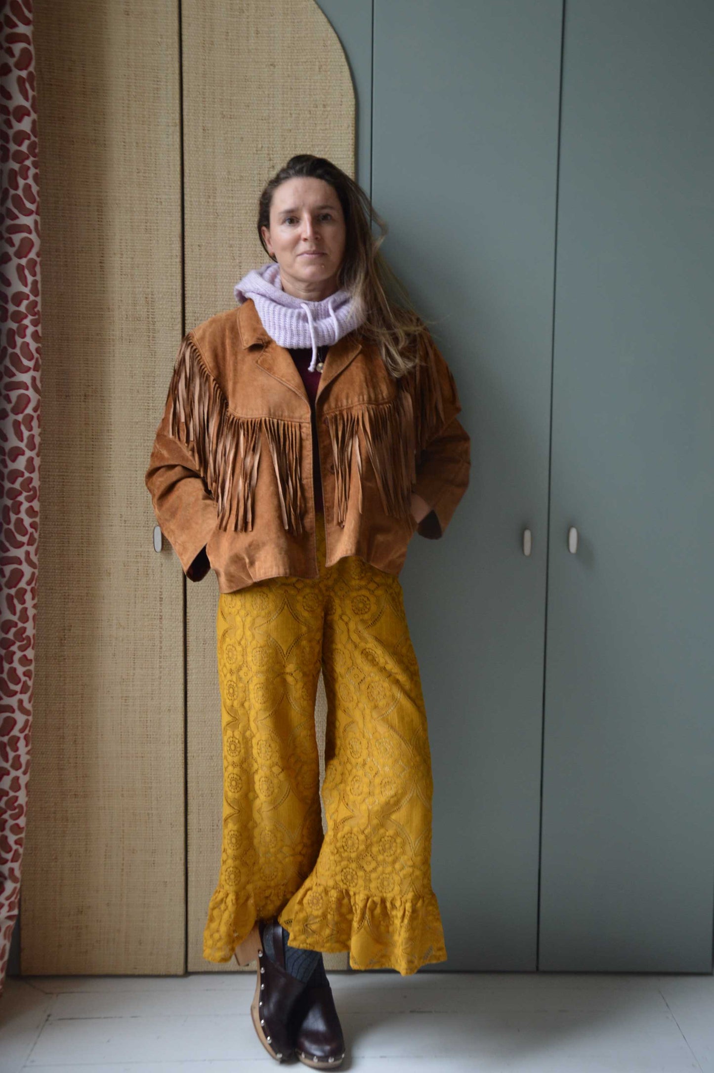 Pantalon Jeu de dentelle moutarde