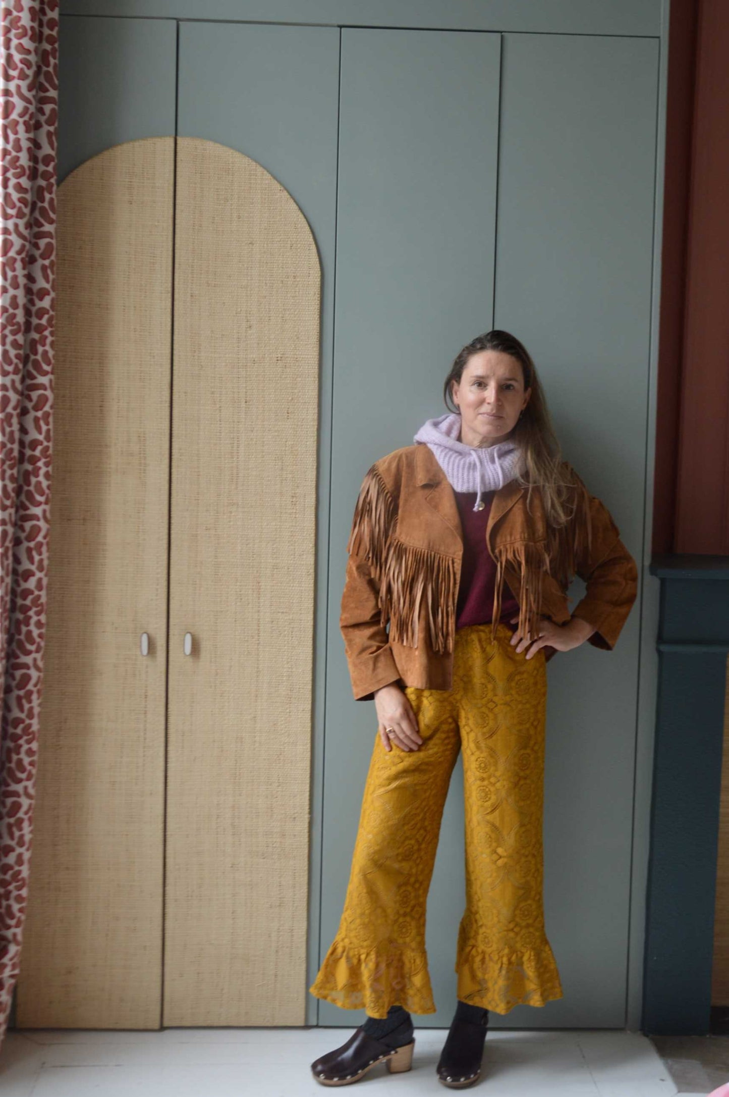 Pantalon Jeu de dentelle moutarde