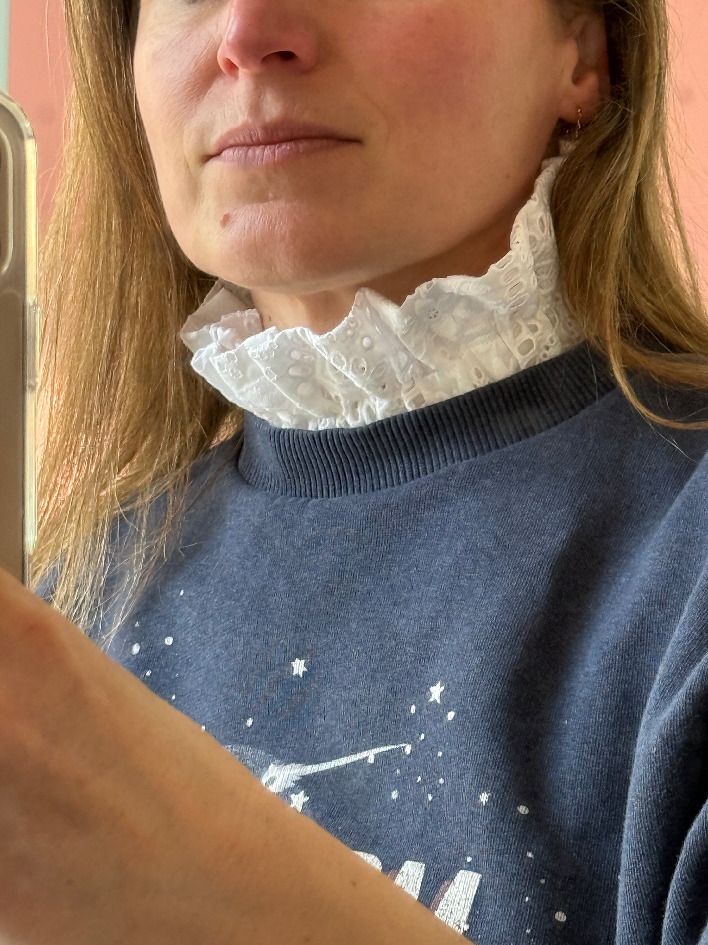 Col amovible broderie anglaise blanche