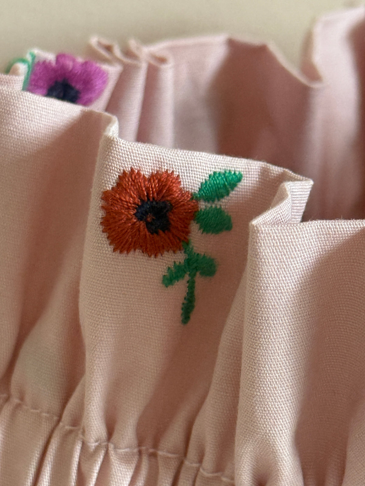 Col Amovible Rose Poudré à fleurs Brodée  – Ma Prune Céleste