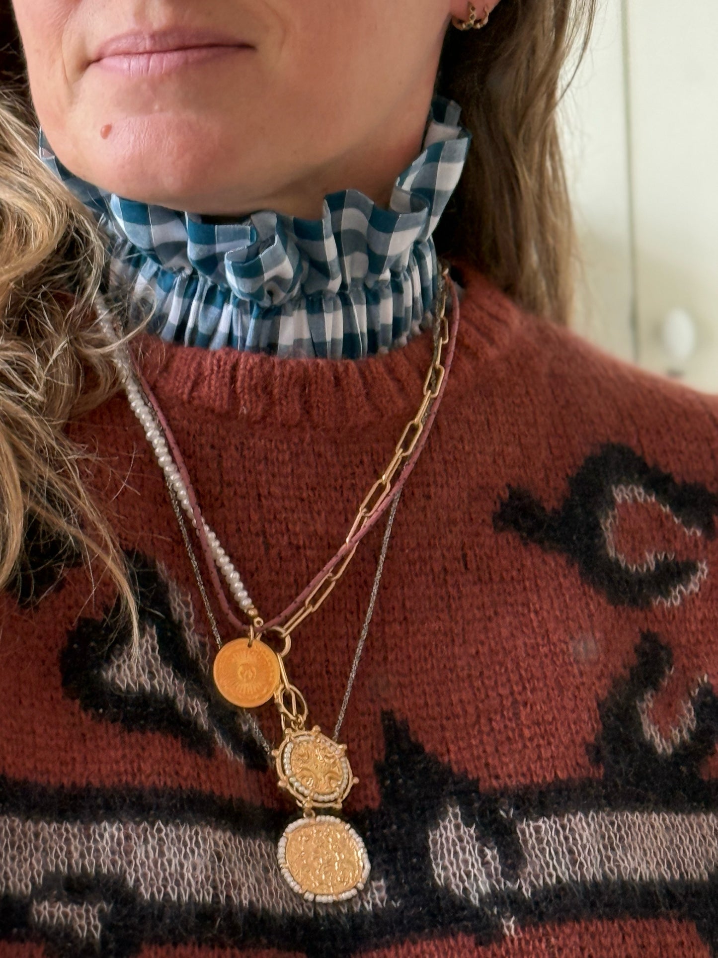 Col vichy Bleu canard