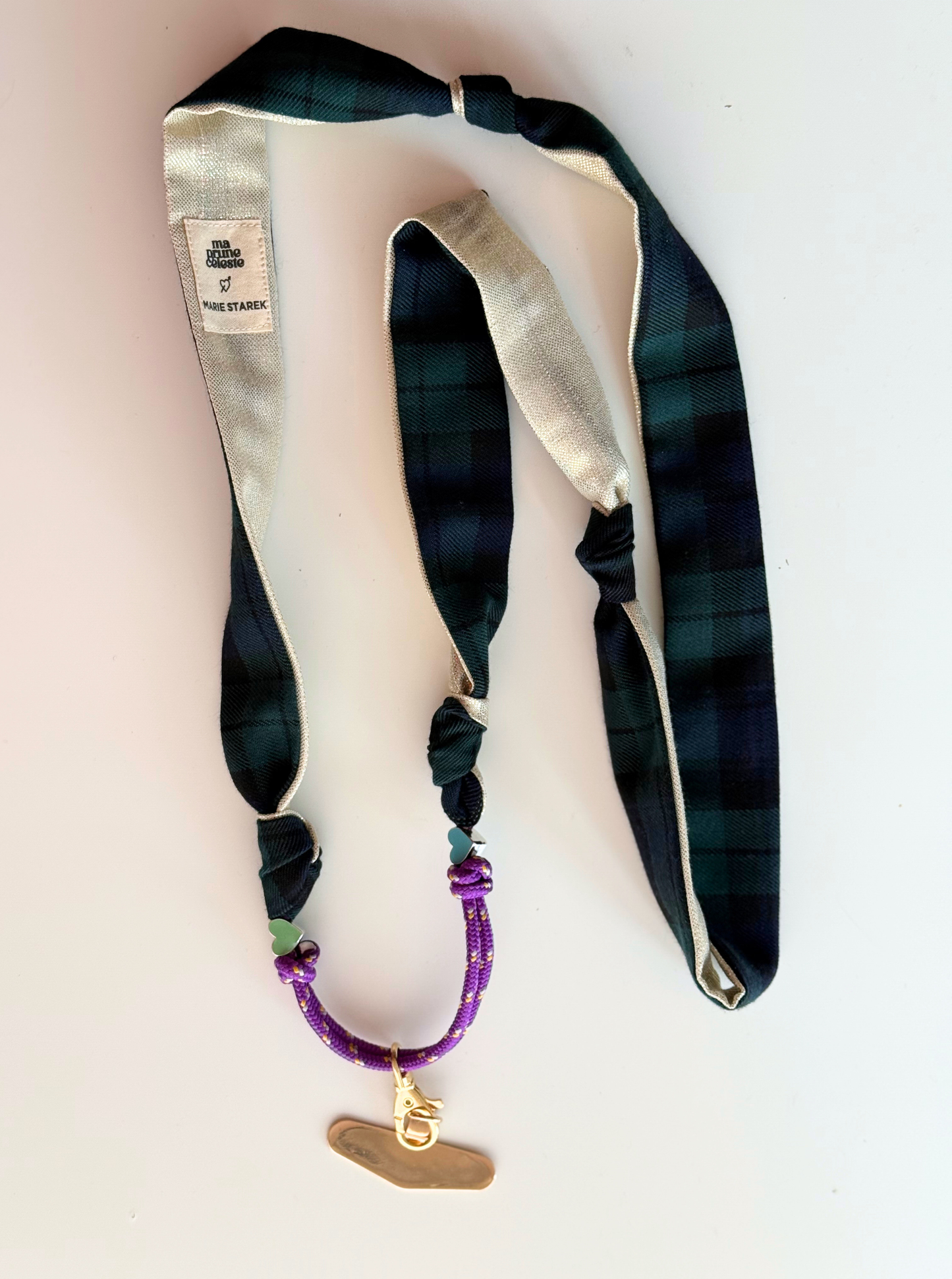 Attache portable Marie Starek & Ma Prune Céleste Tartan Vert et Marine