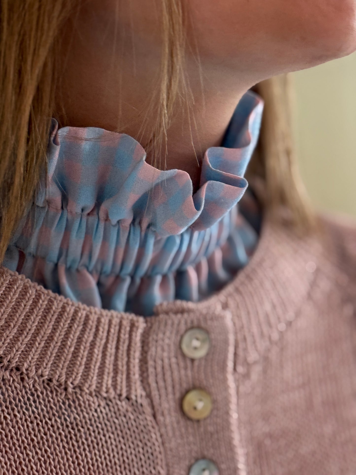 Col vichy Sorbet Bleu glacier et Rose