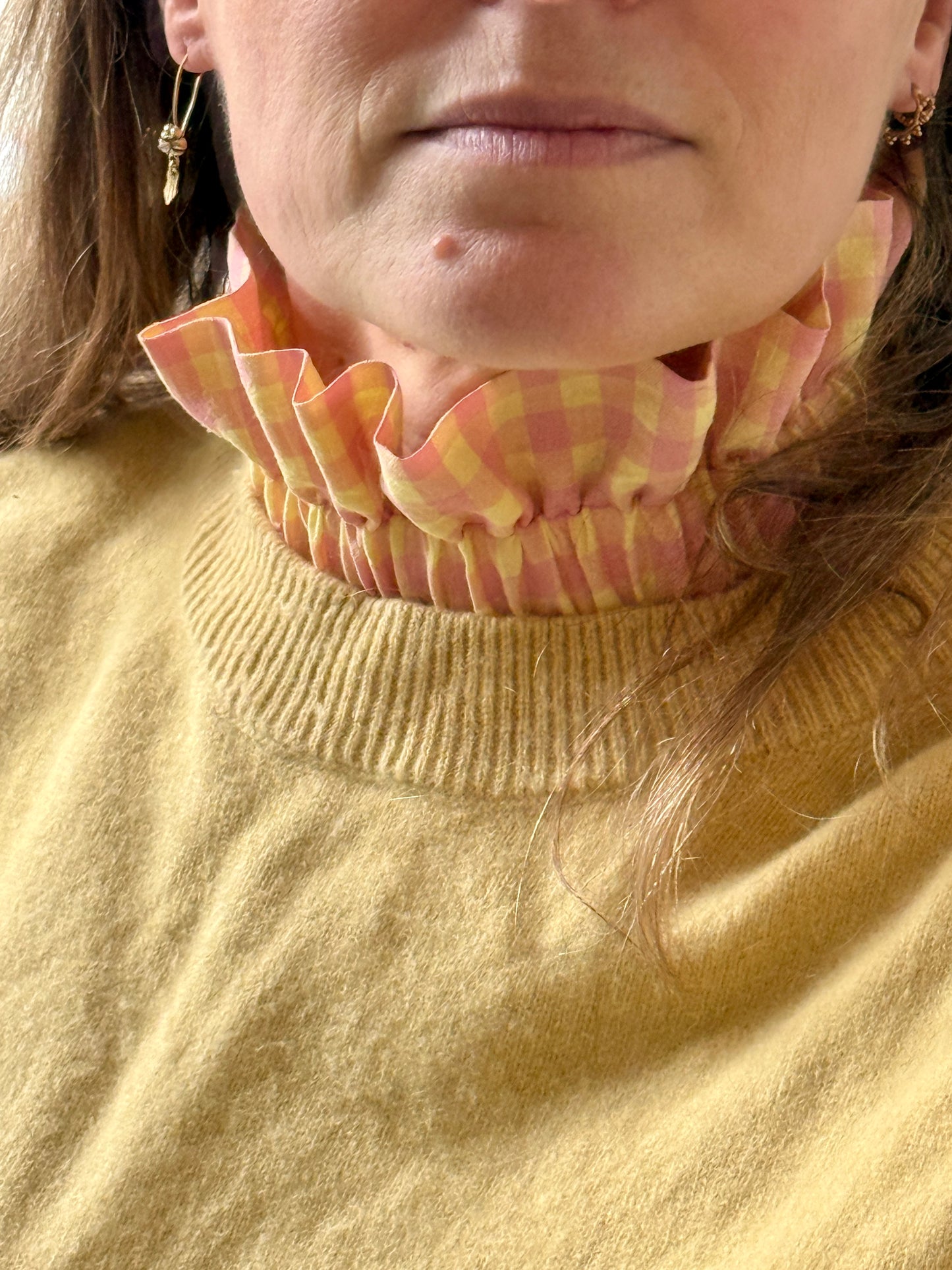 Col vichy Sorbet Rose  et Jaune