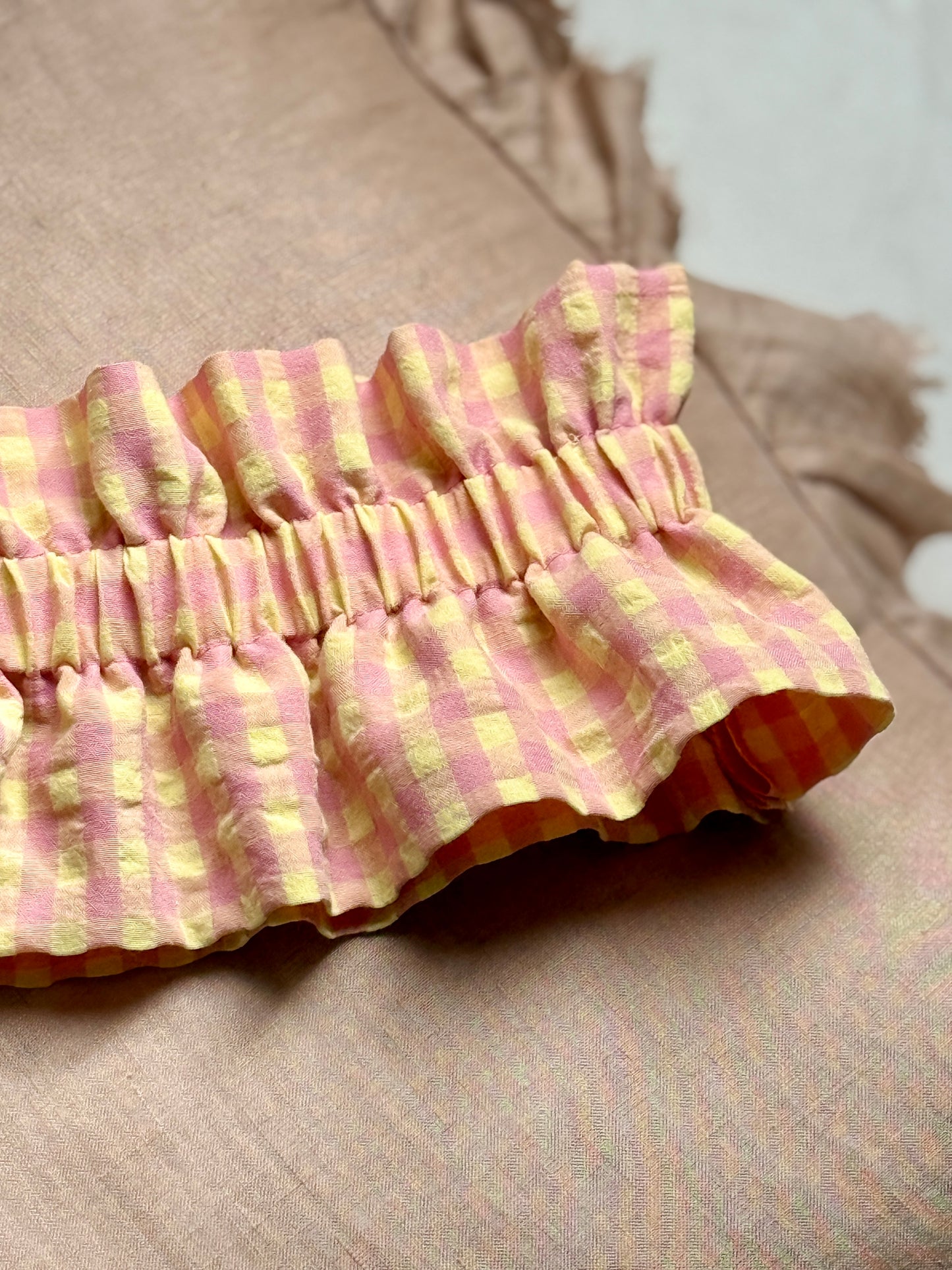 Col vichy Sorbet Rose  et Jaune