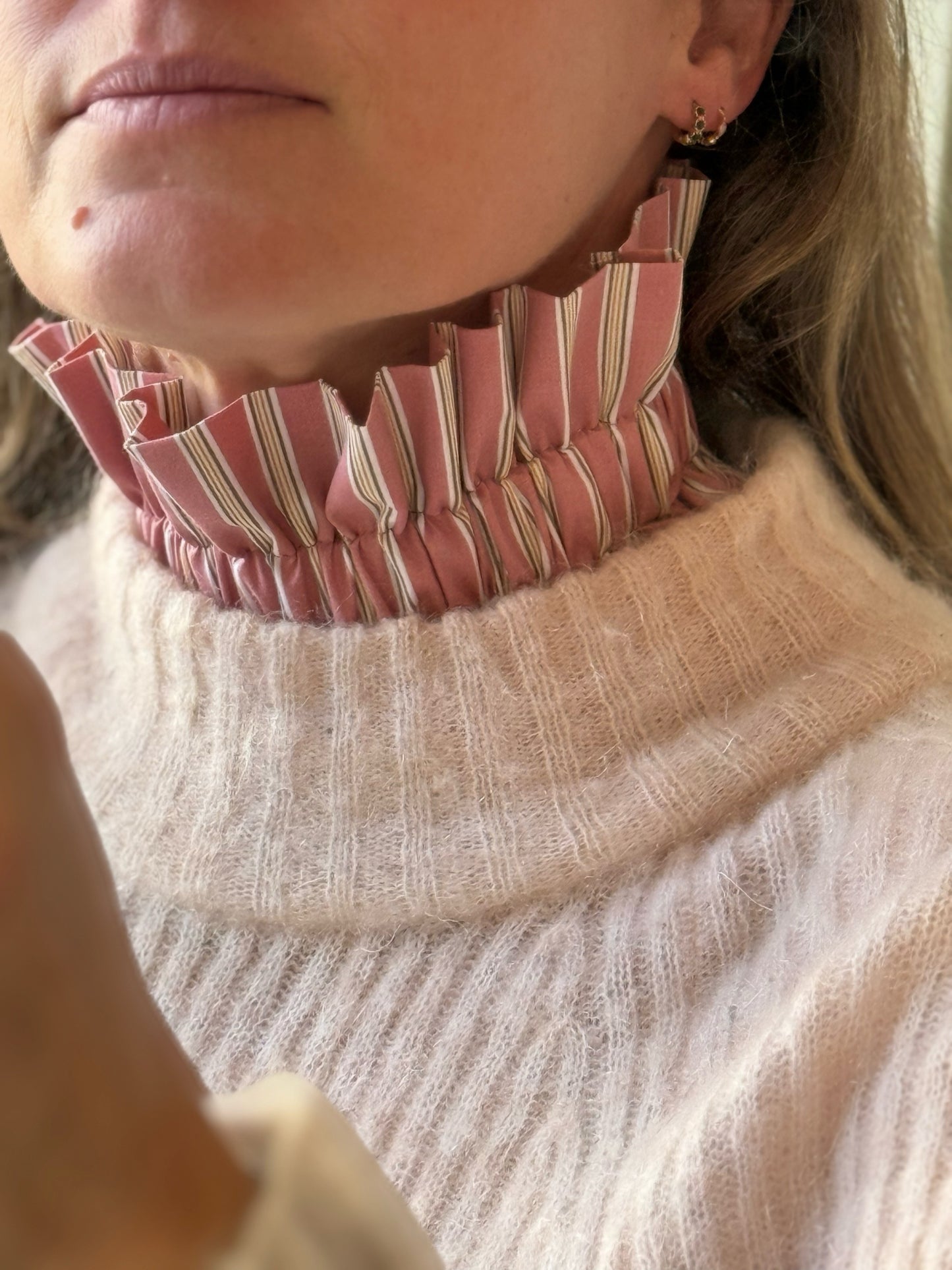 Col terracotta rayures moutarde et vert