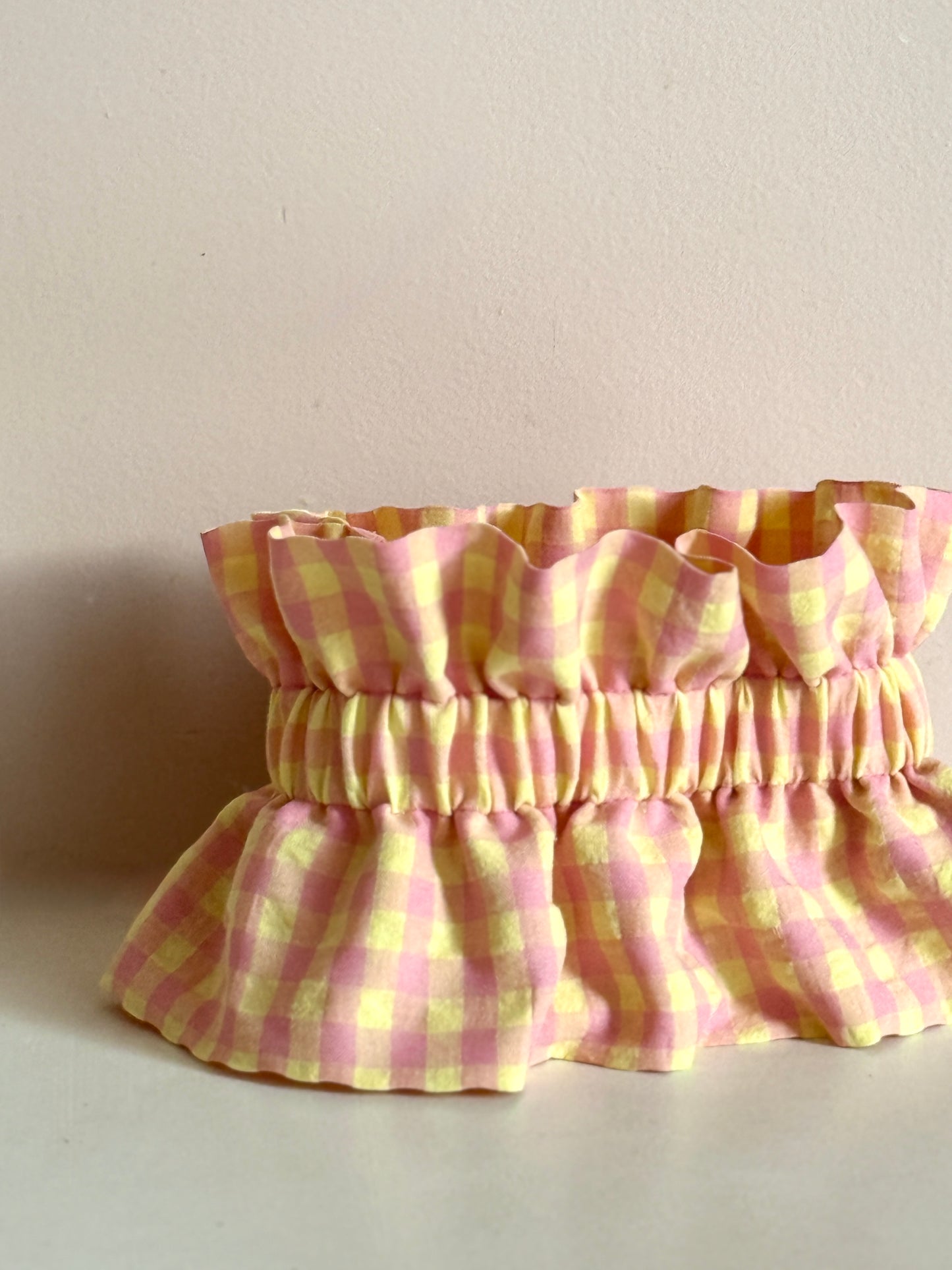 Col vichy Sorbet Rose  et Jaune