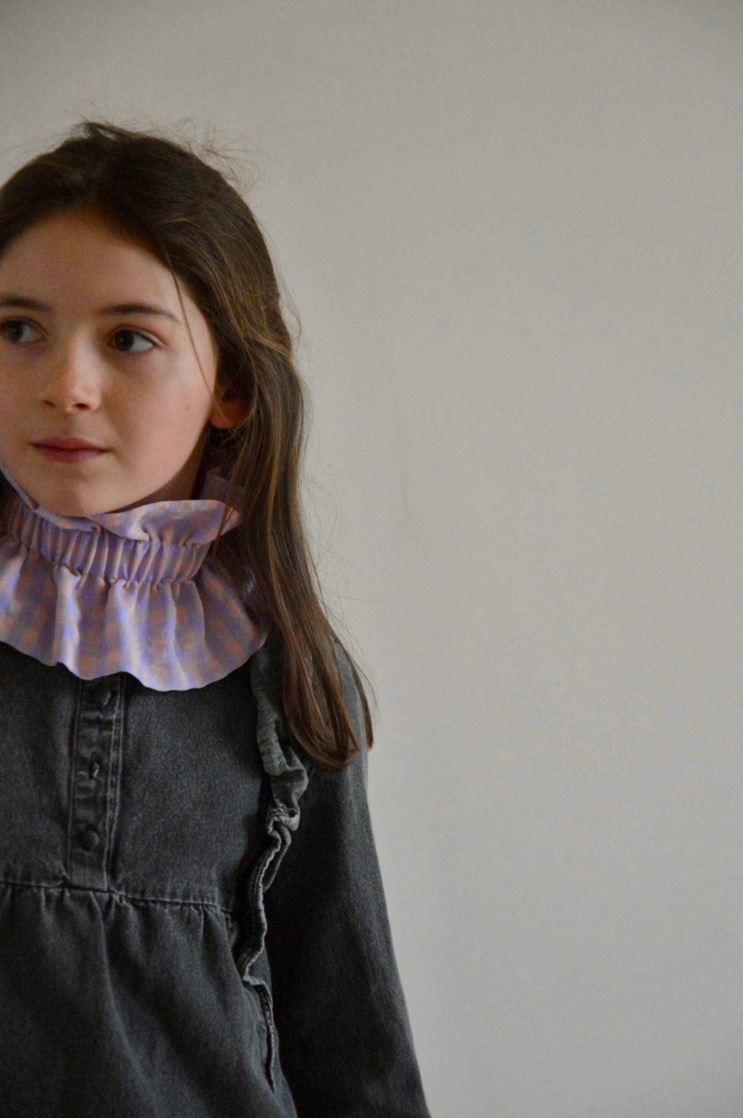 Col vichy Sorbet Violet parme et Rose pêche