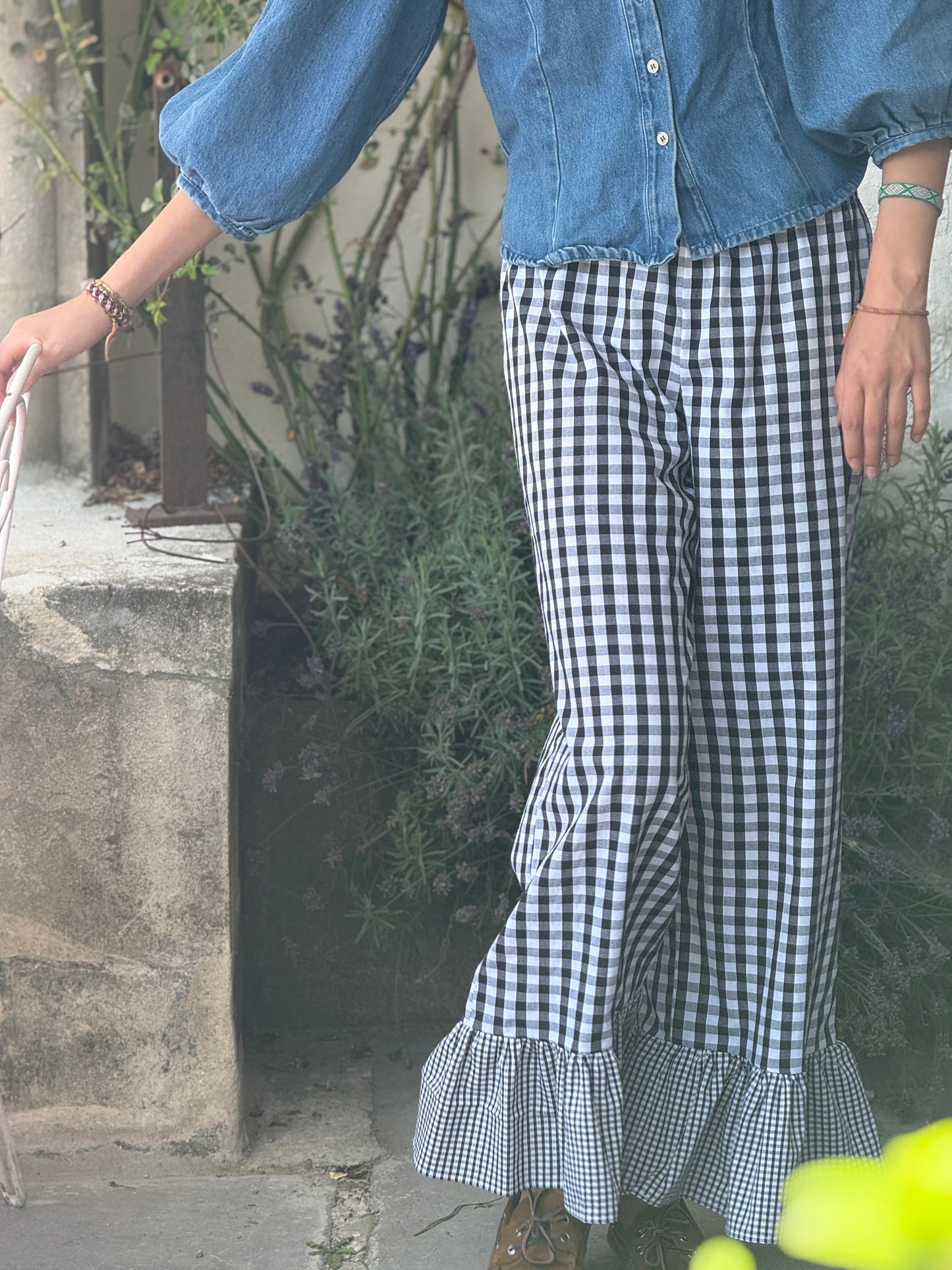 Pantalon vichy à volants