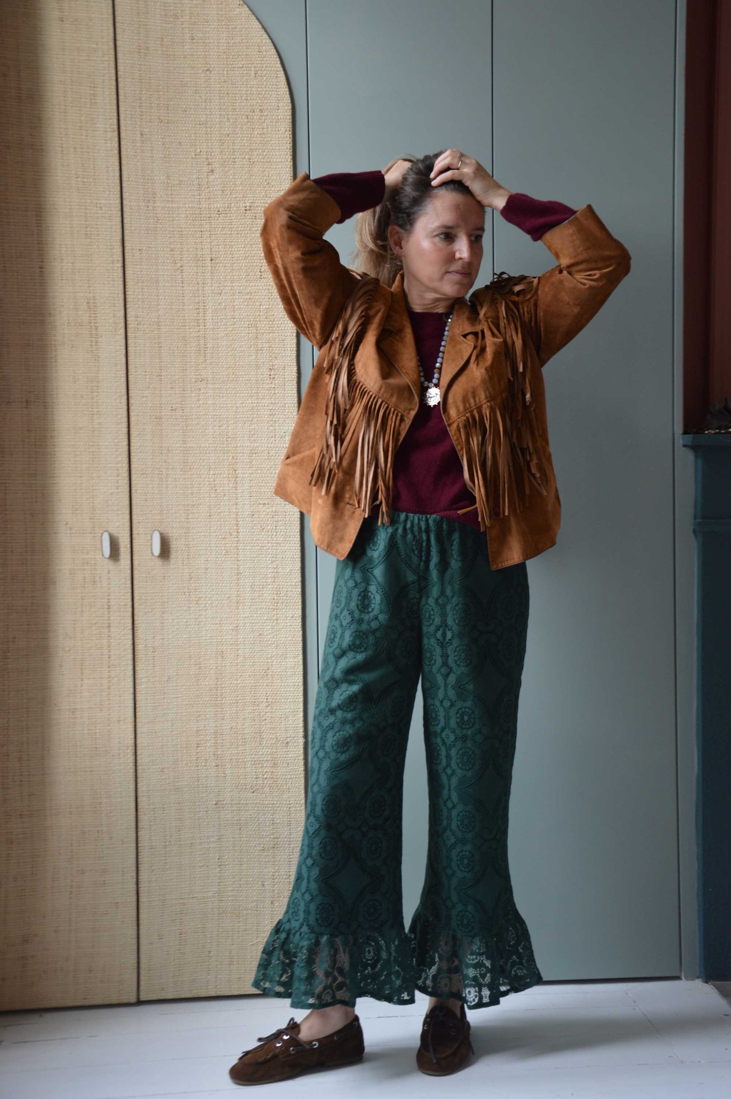 Pantalon Jeu de dentelle vert bouteille