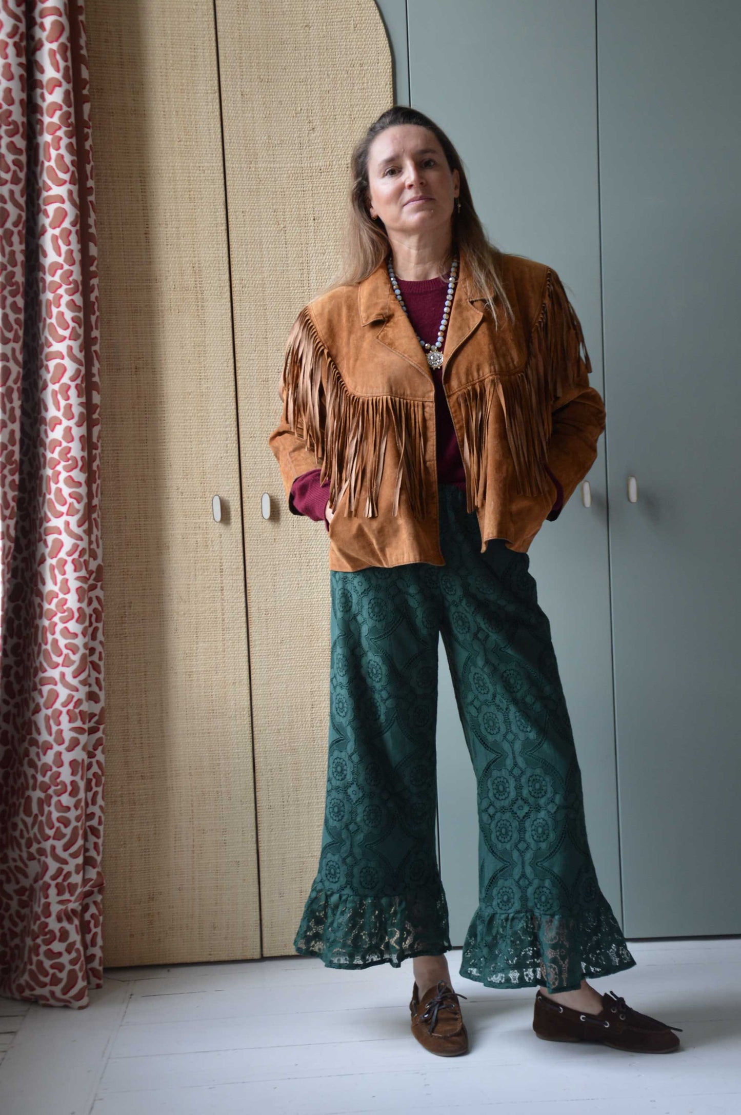 Pantalon Jeu de dentelle vert bouteille