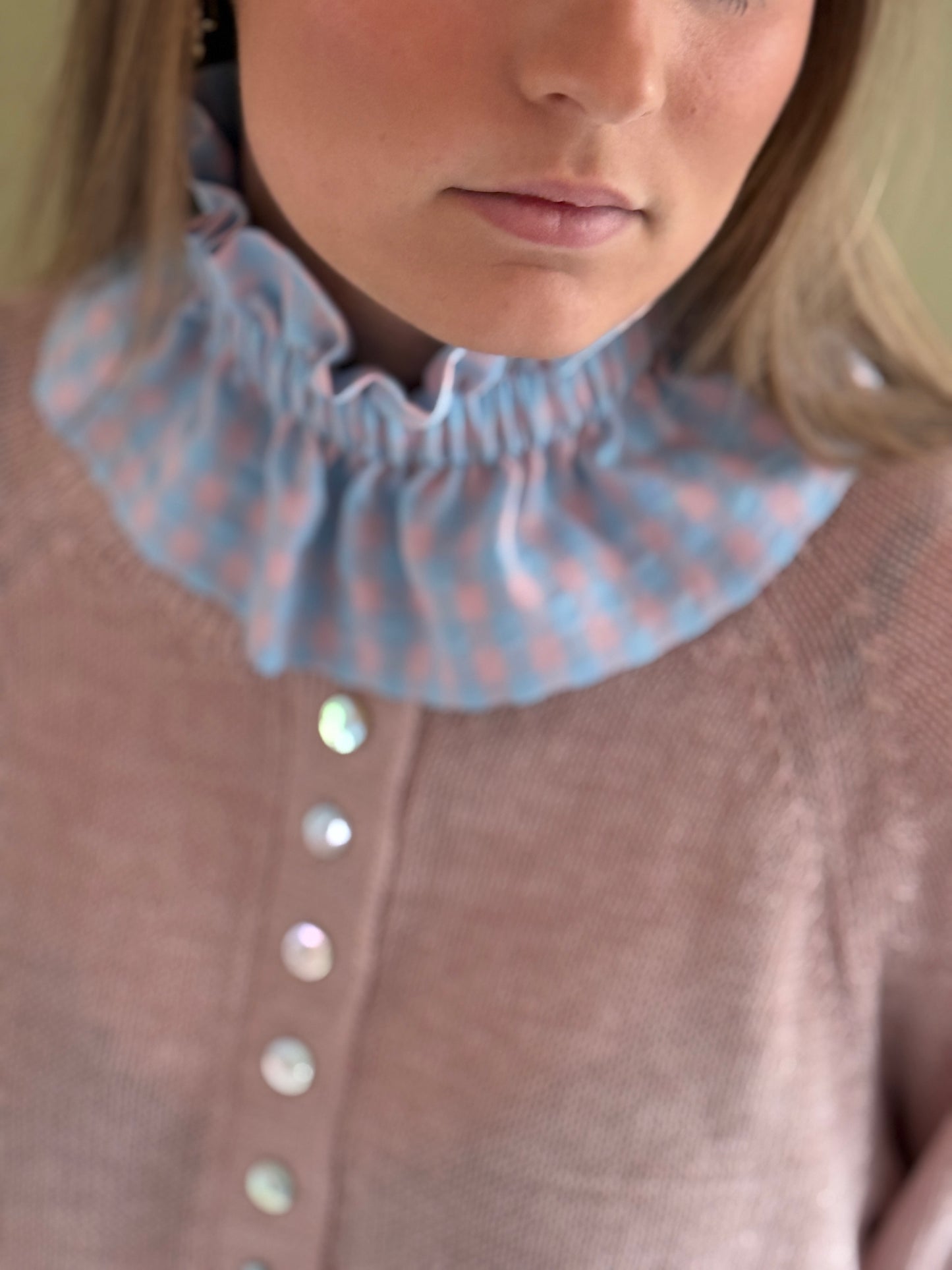 Col vichy Sorbet Bleu glacier et Rose