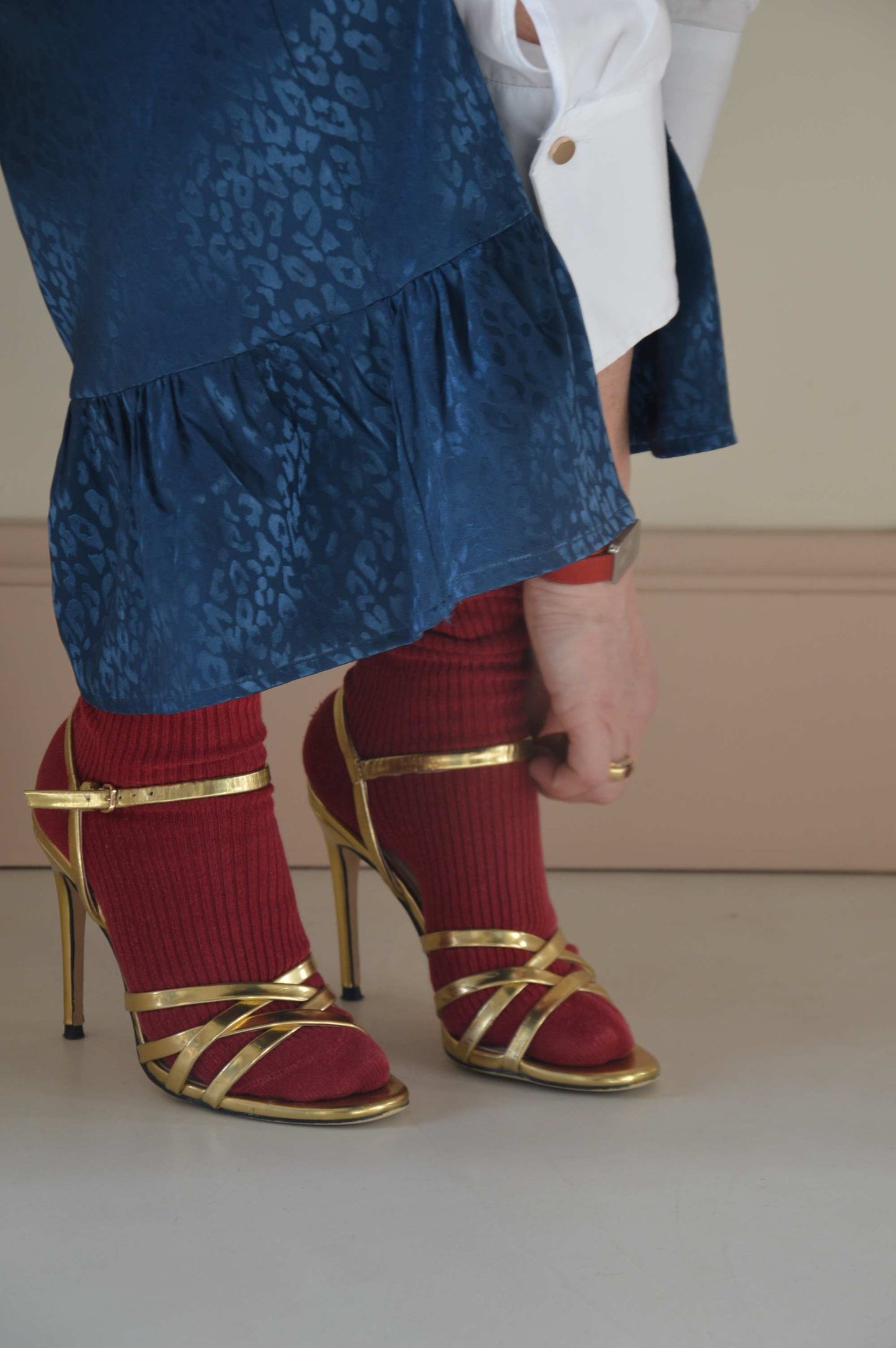 Pantalon satiné Léopard Bleu Nuit