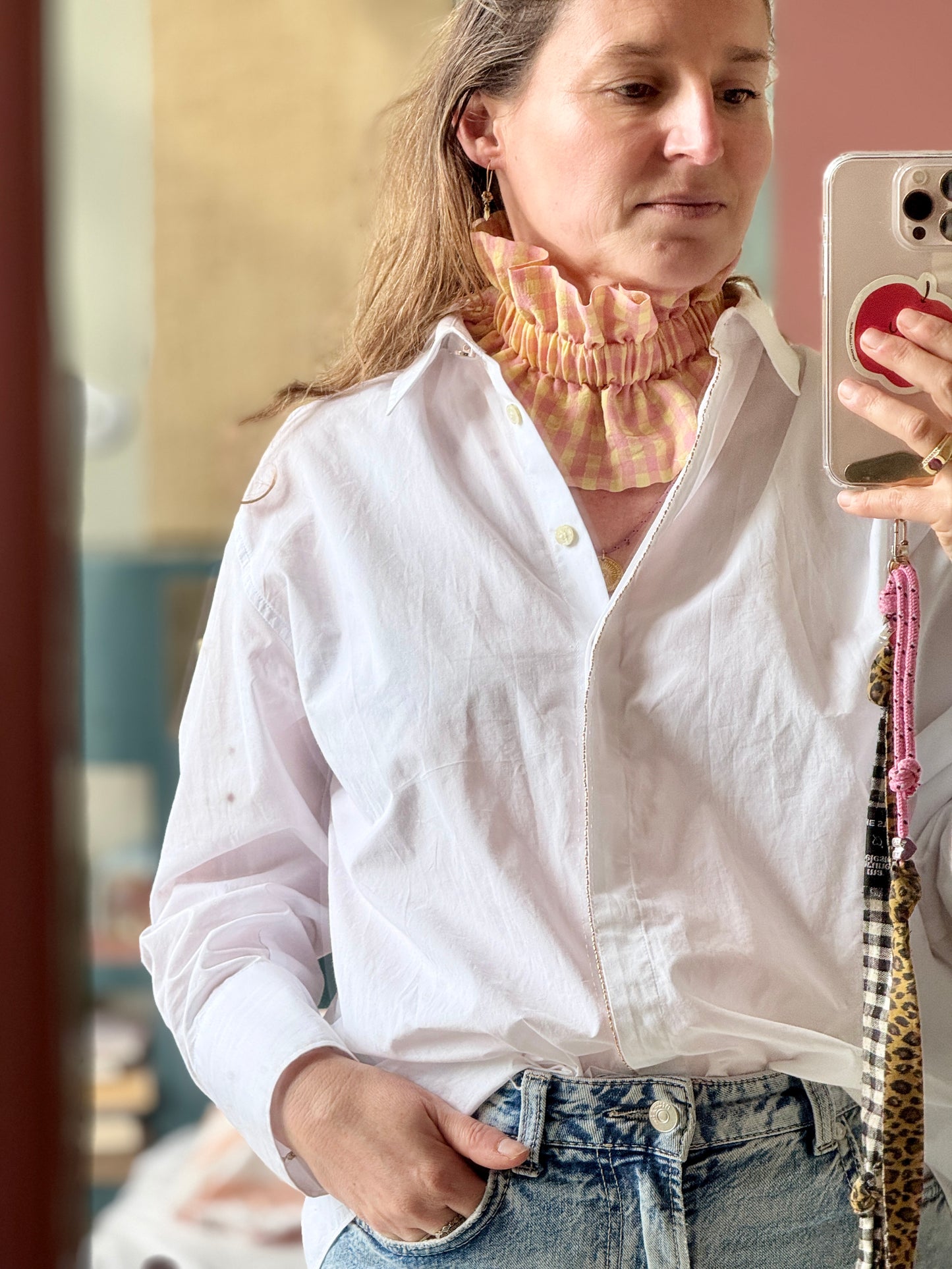 Col vichy Sorbet Rose  et Jaune