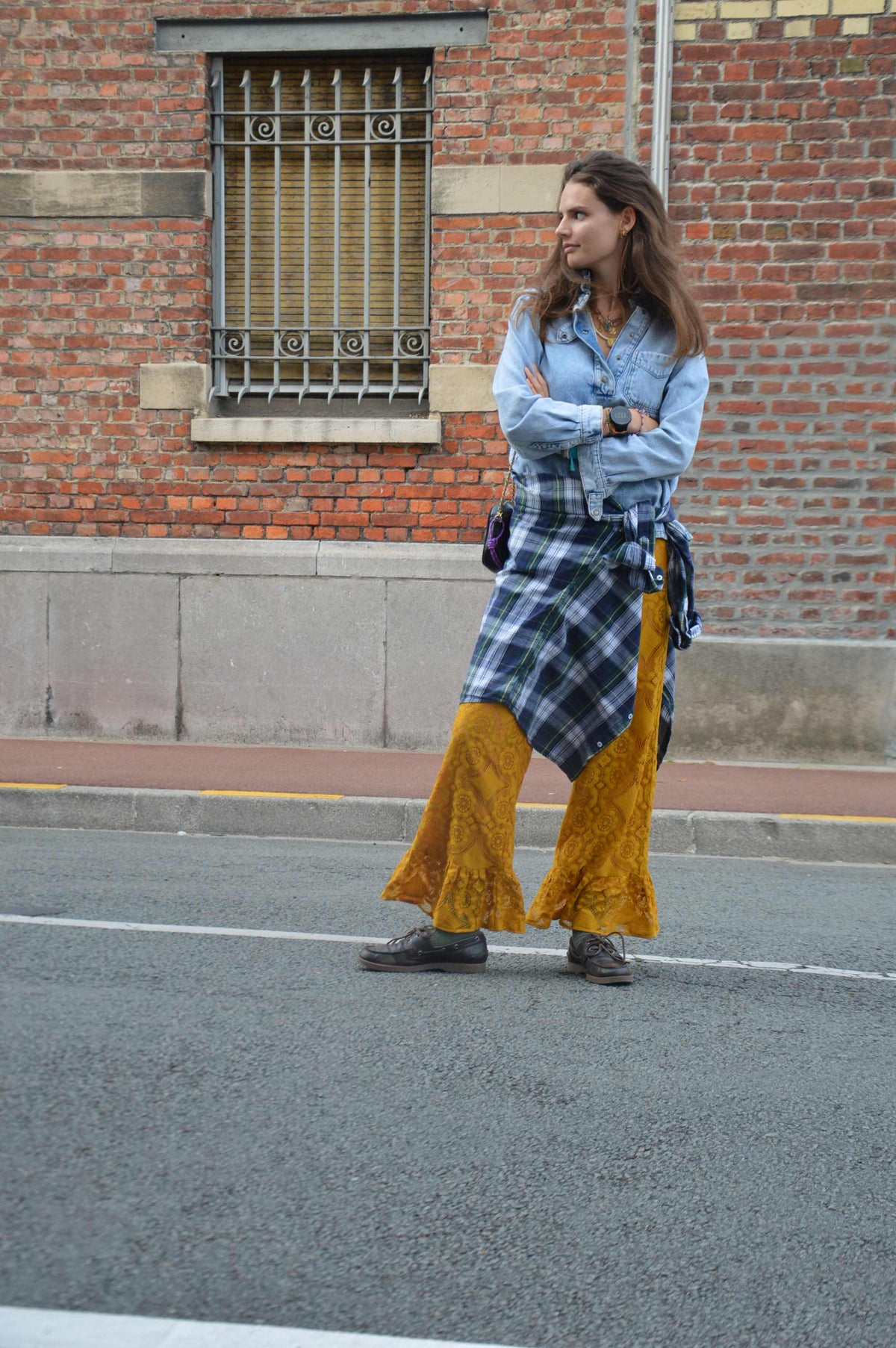 Pantalon Jeu de dentelle moutarde