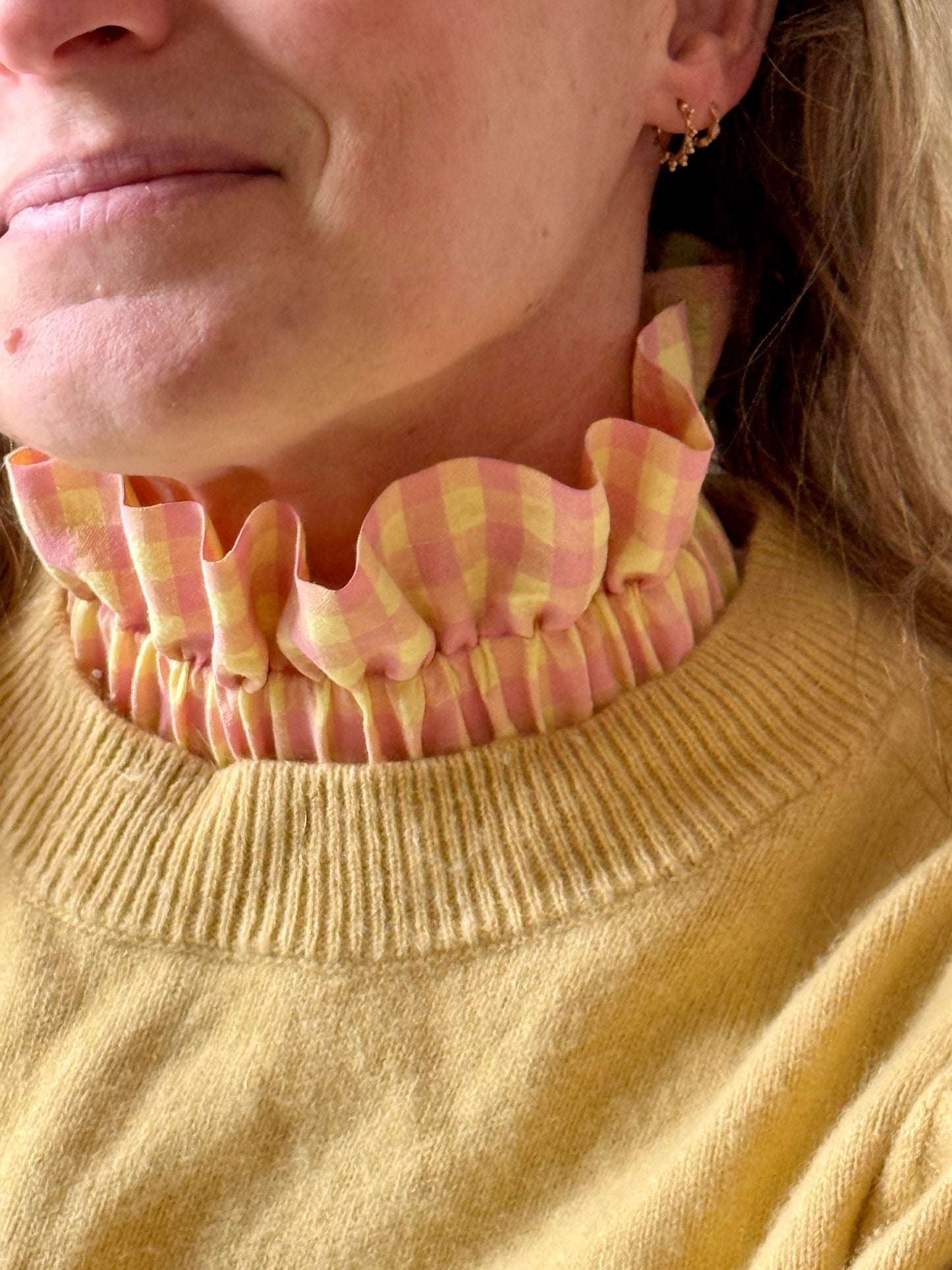 Col vichy Sorbet Rose  et Jaune