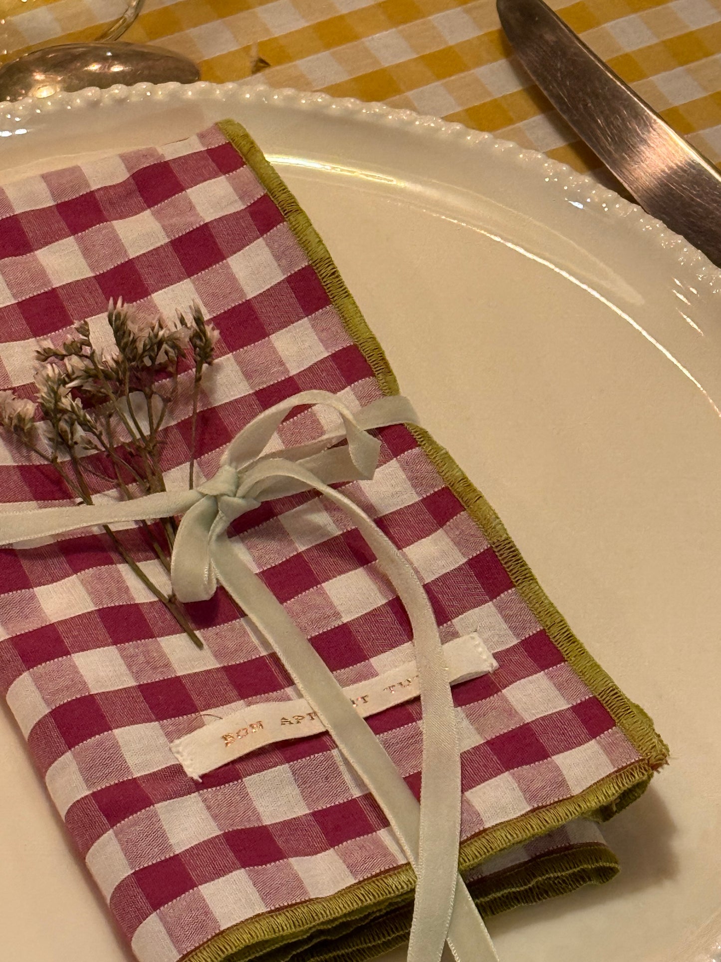 Serviettes de table vichy Aubergine
