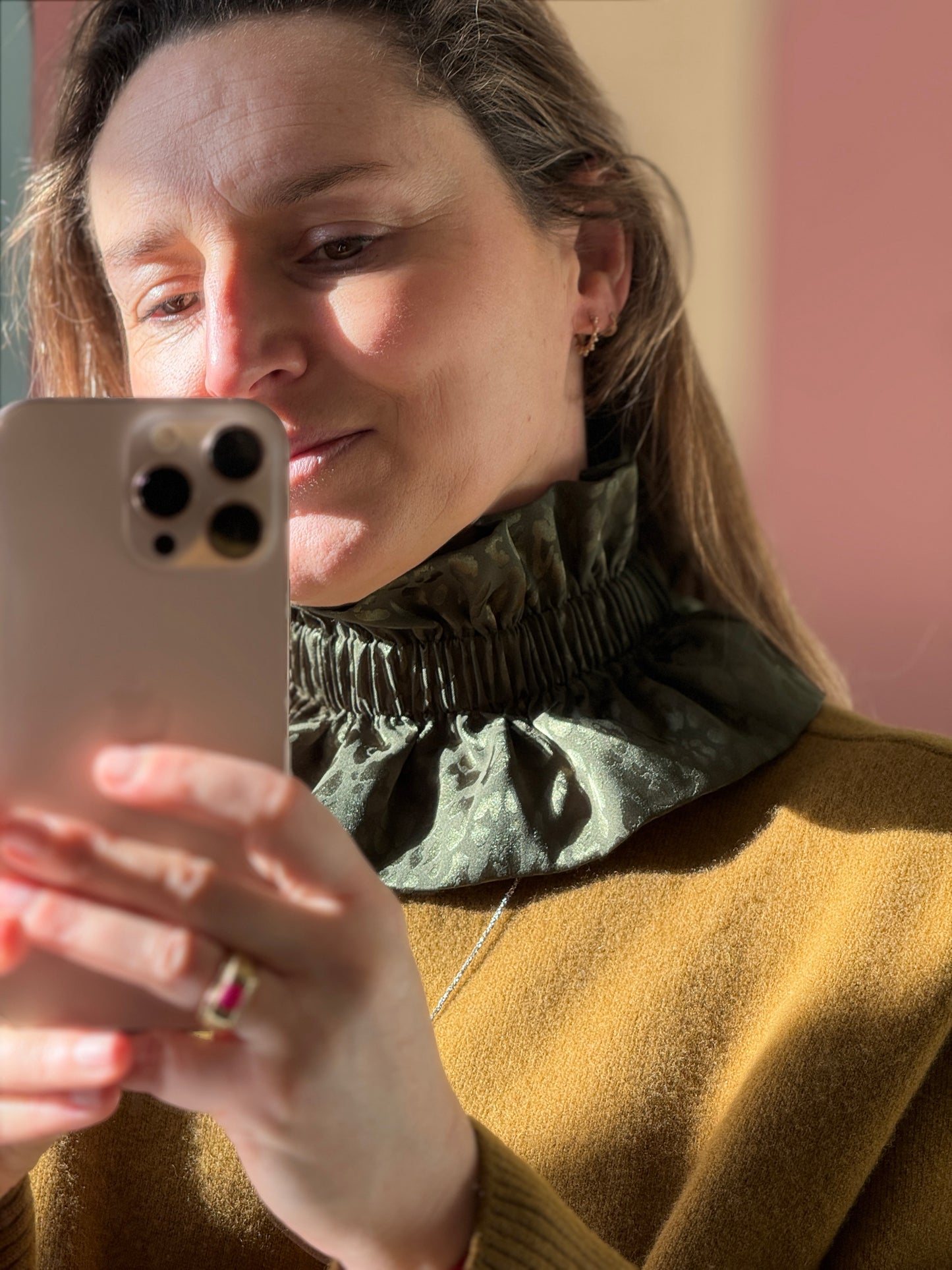 Col Satin Léopard Vert Kaki