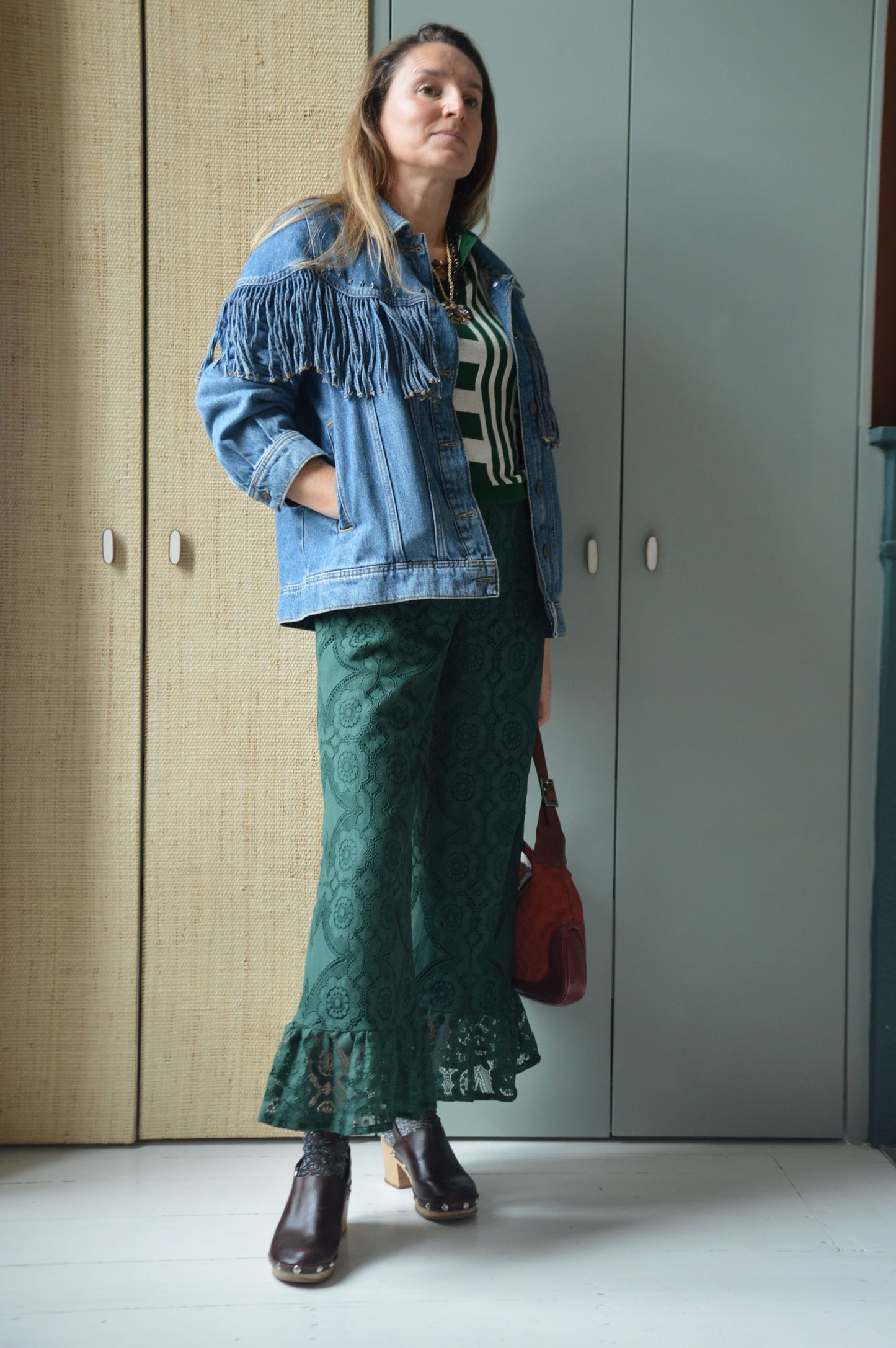 Pantalon Jeu de dentelle vert bouteille