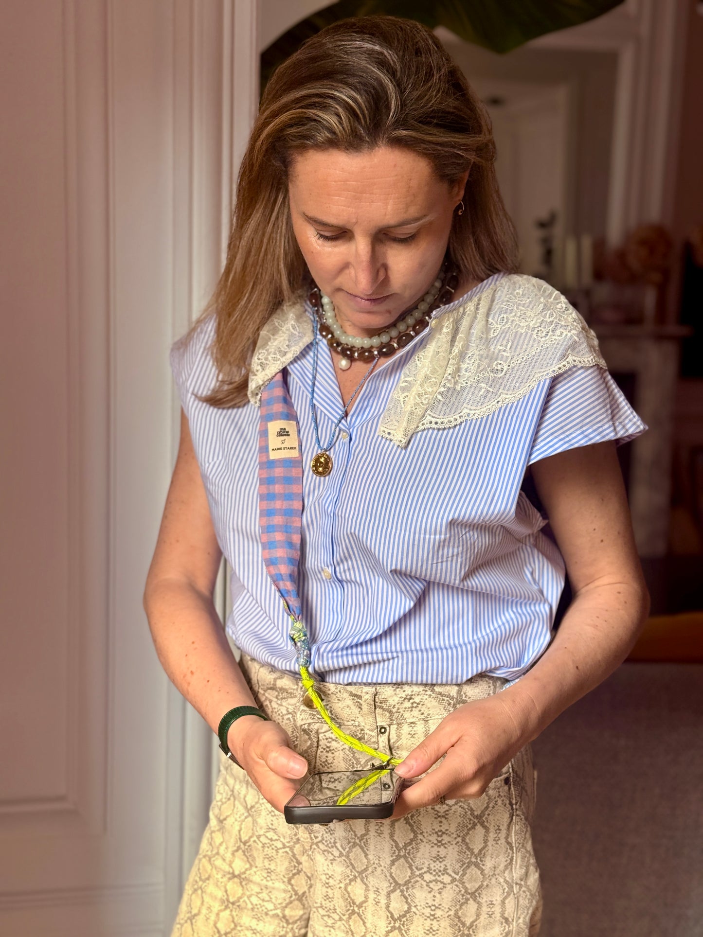 Attache portable Marie Starek & Ma Prune Céleste Liberty Margaret Fluo givre
