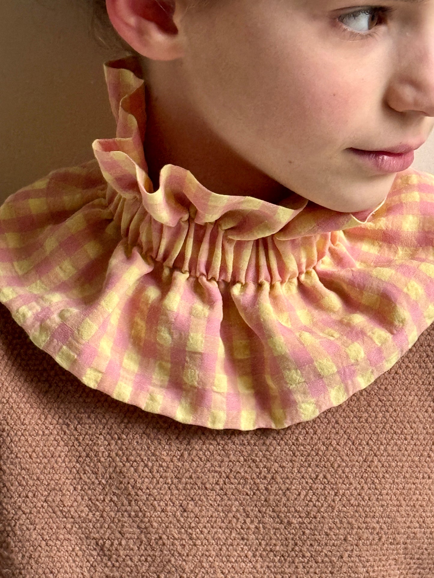 Col vichy Sorbet Rose  et Jaune