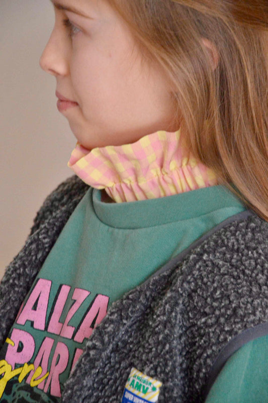 Col vichy Sorbet Rose  et Jaune