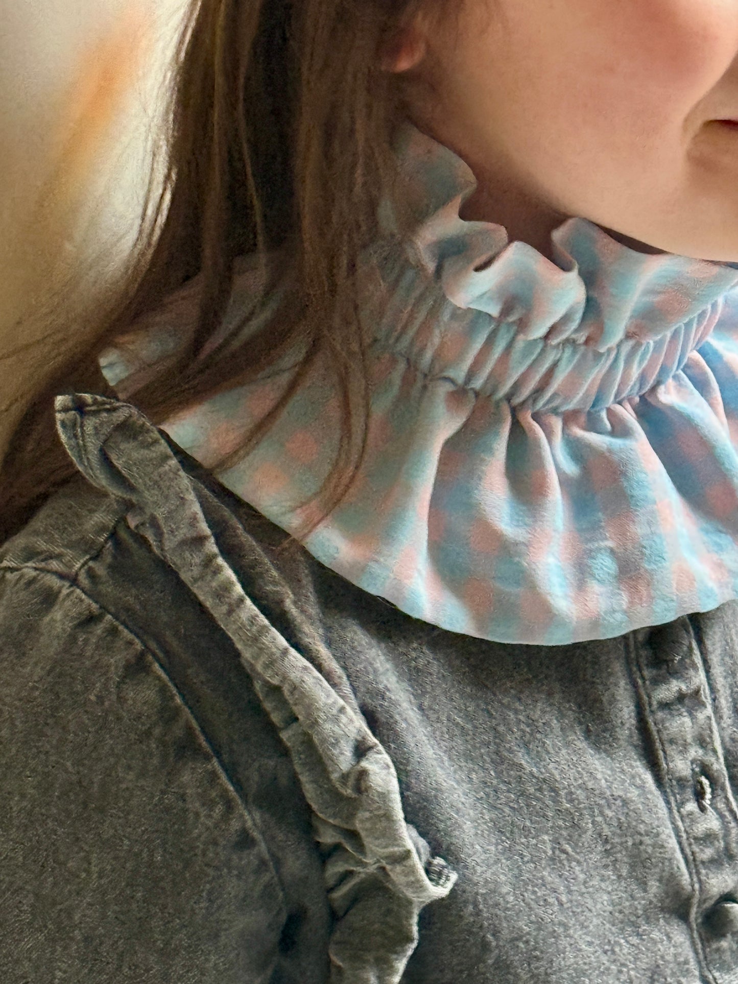 Col vichy Sorbet Bleu glacier et Rose