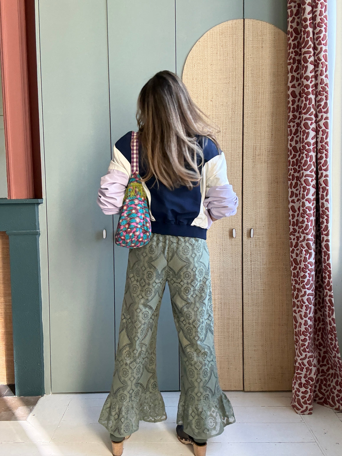 Pantalon Jeu de dentelle Vert eucalyptus