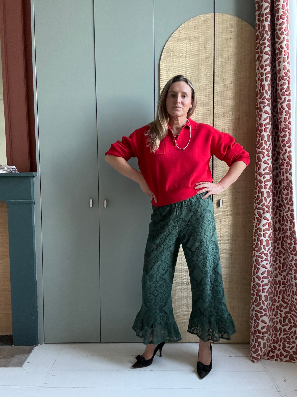 Pantalon Jeu de dentelle vert bouteille