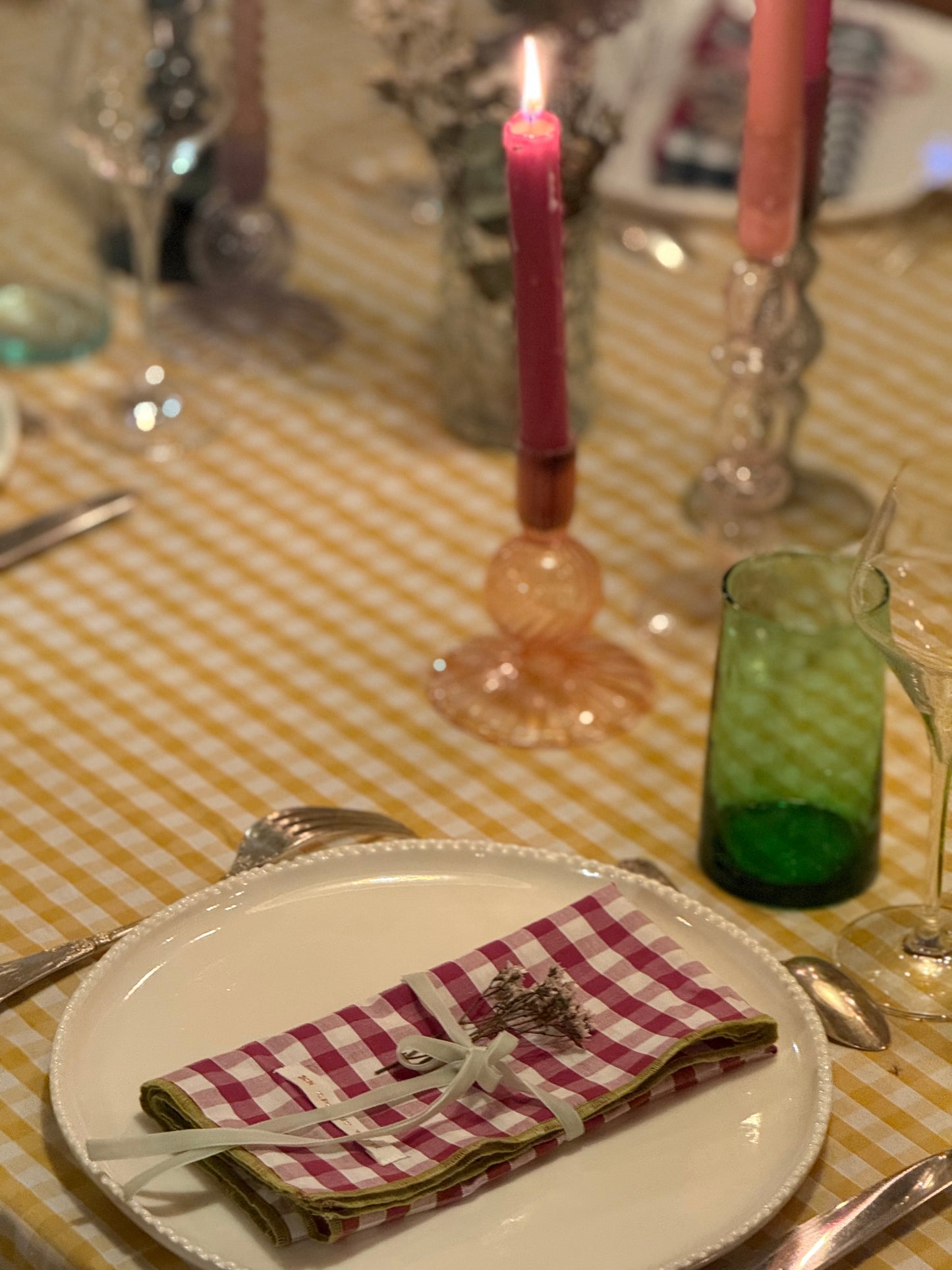 Serviettes de table vichy Aubergine