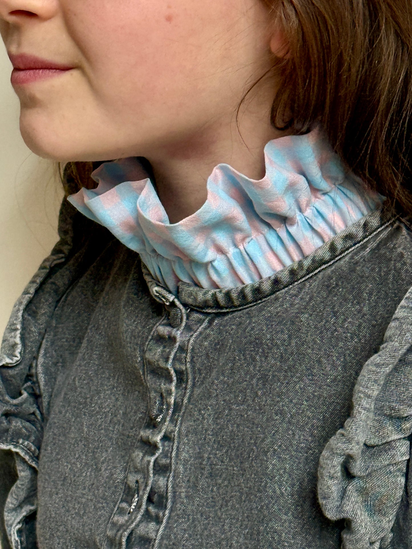 Col vichy Sorbet Bleu glacier et Rose