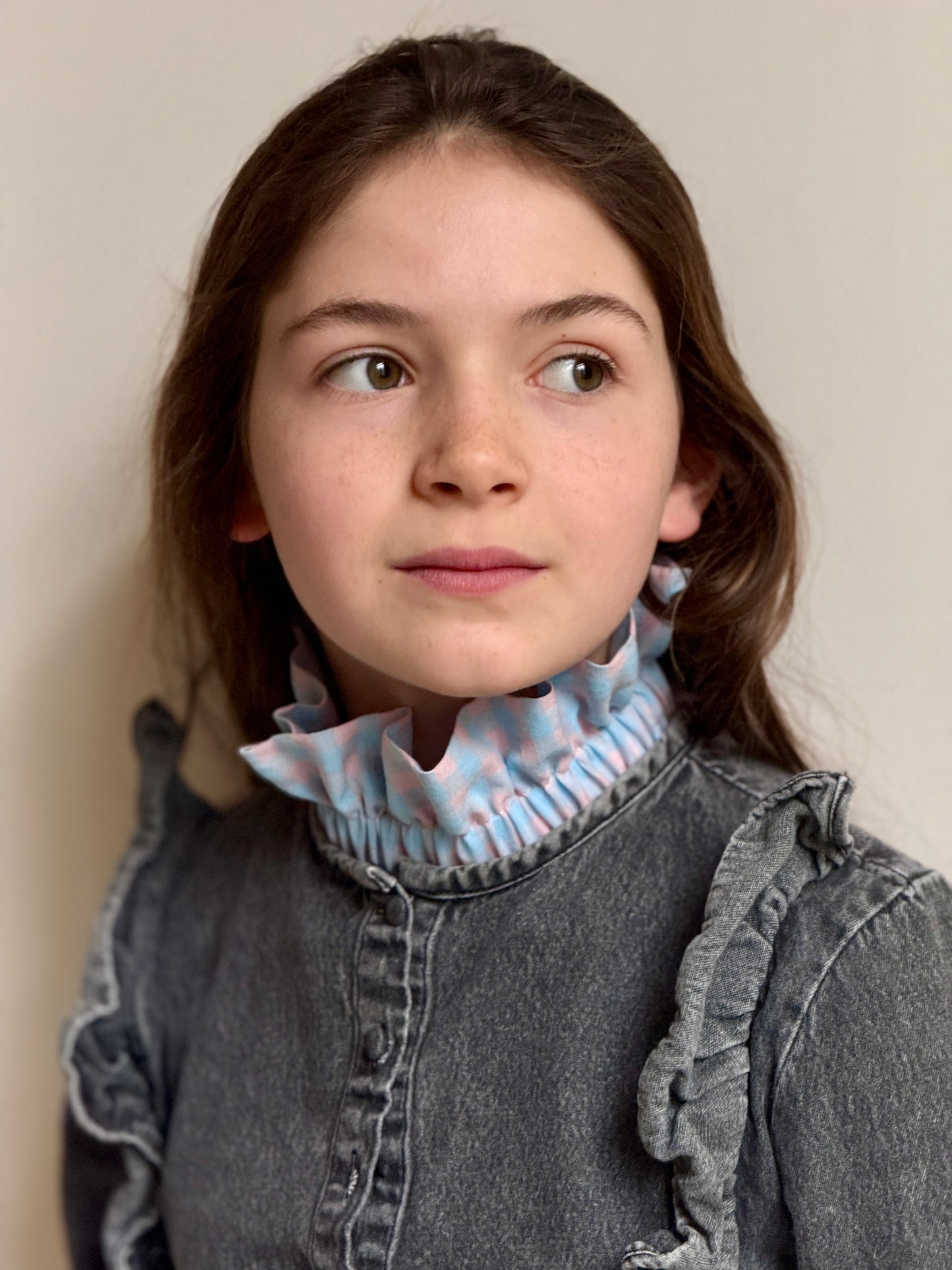 Col vichy Sorbet Bleu glacier et Rose