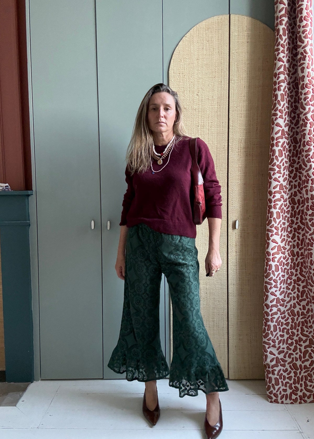 Pantalon Jeu de dentelle vert bouteille