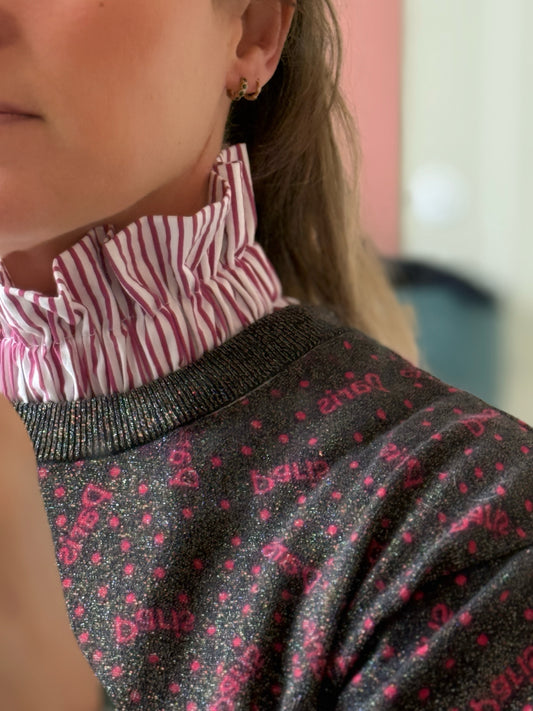 Col seersucker rayé rouge