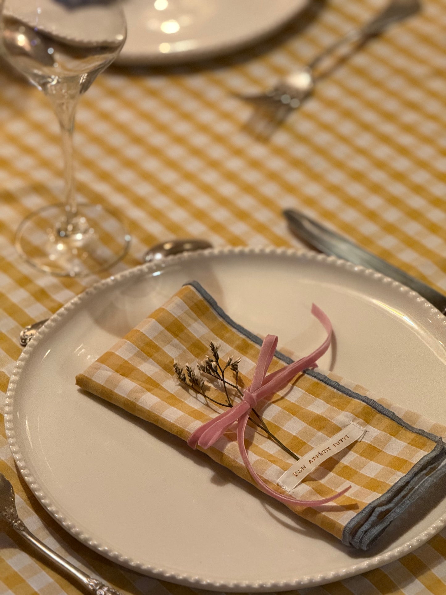 Serviettes de table vichy Moutarde
