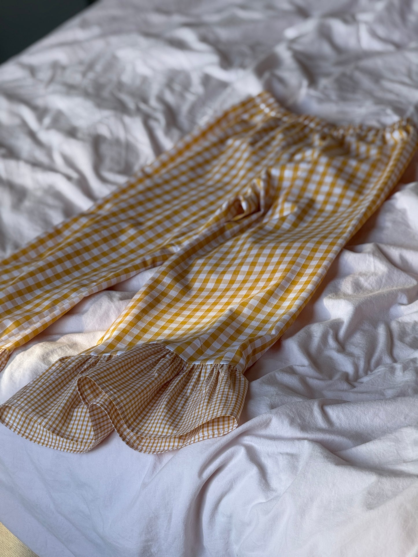 Pantalon vichy à volants