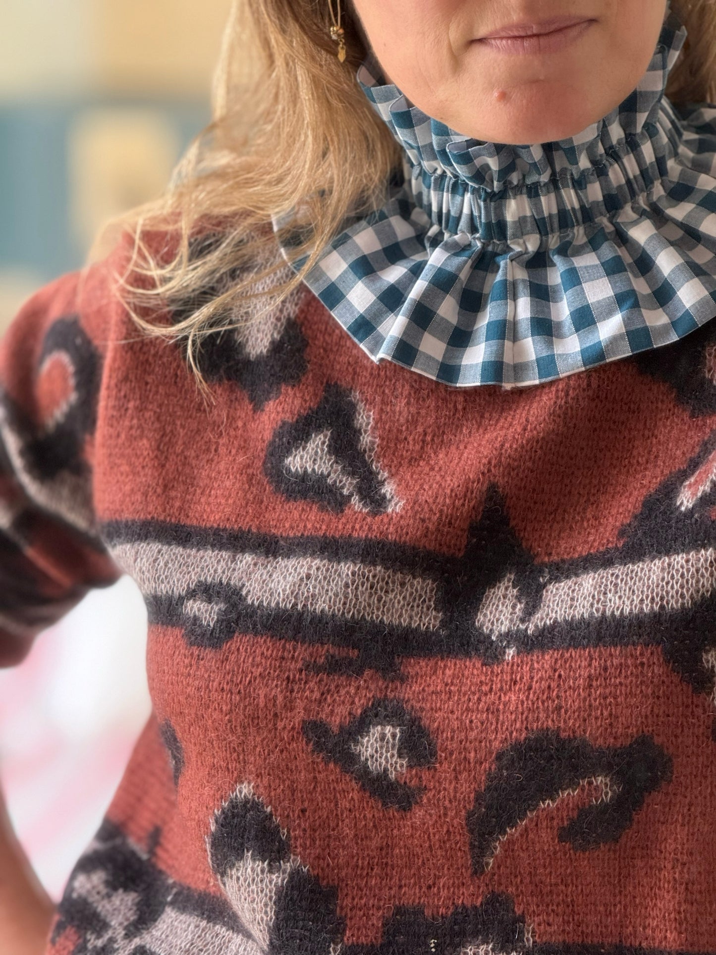 Col vichy Bleu canard