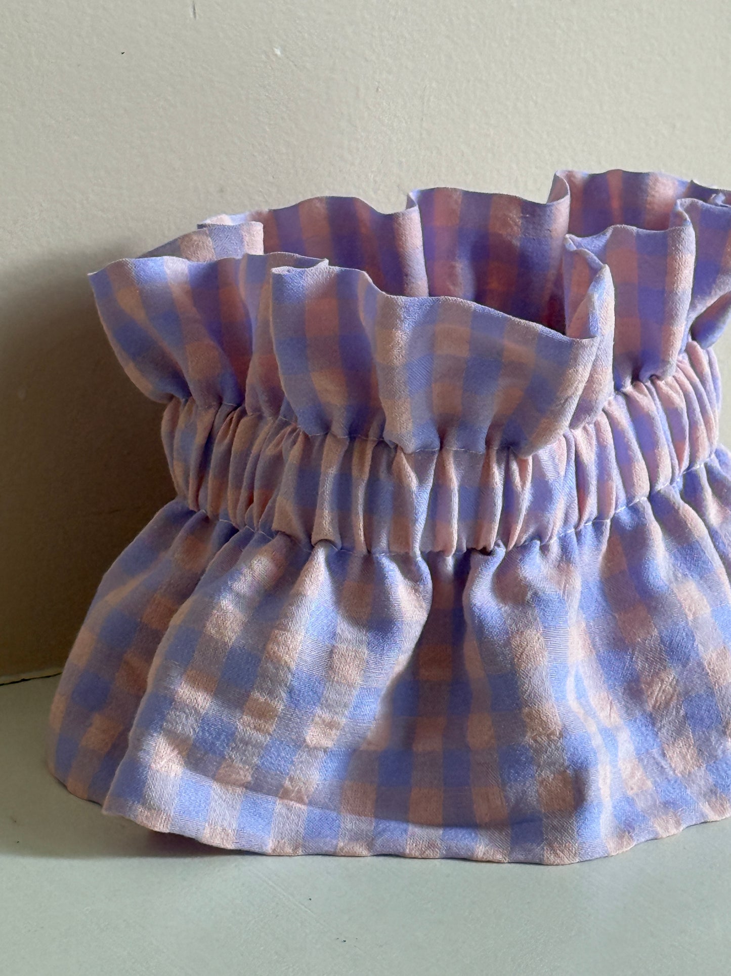 Col vichy Sorbet Violet parme et Rose pêche