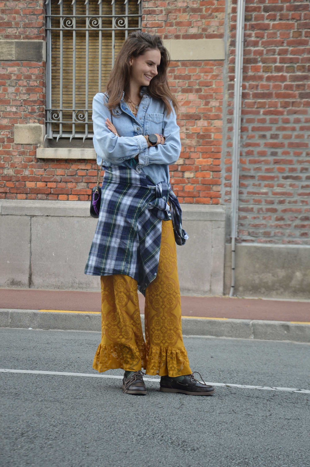 Pantalon Jeu de dentelle moutarde