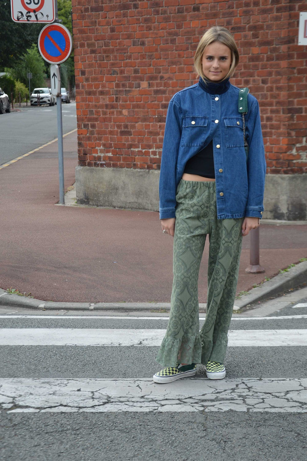 Pantalon Jeu de dentelle Vert eucalyptus