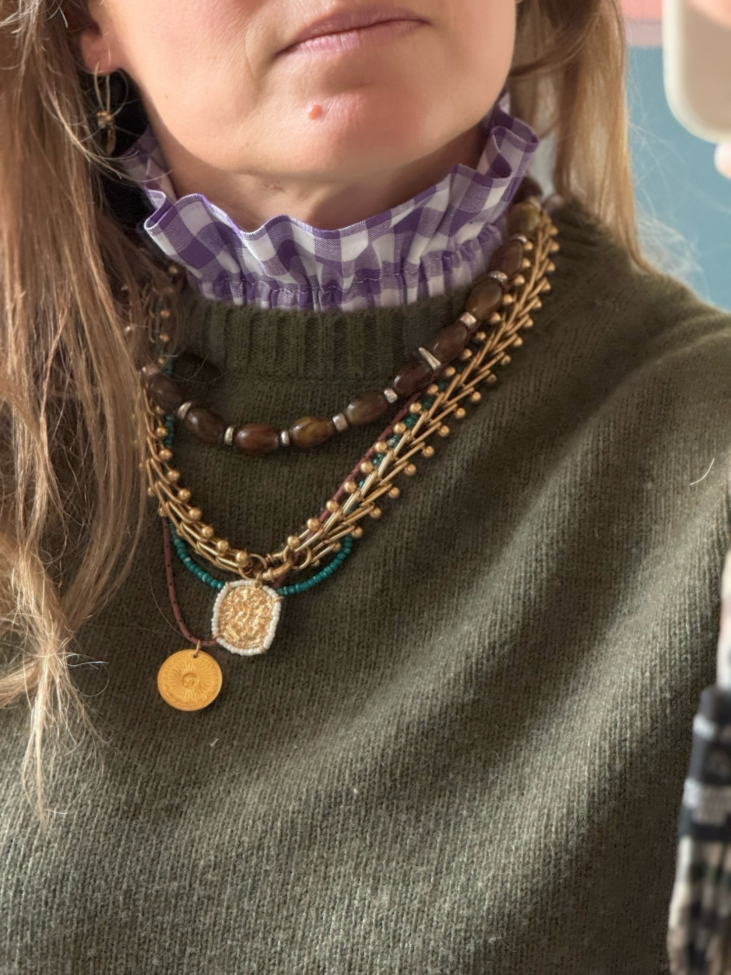 Col Amovible Vichy Violine