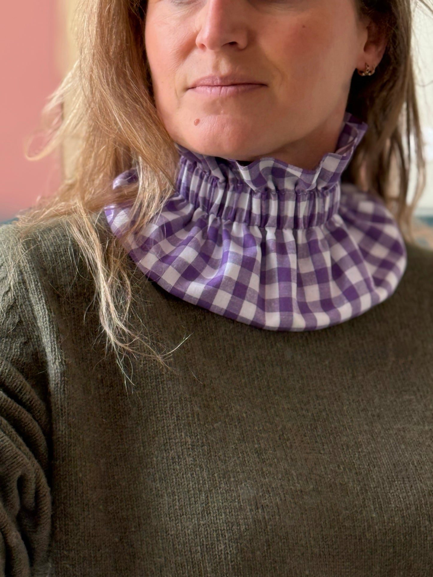 Col Amovible Vichy Violine