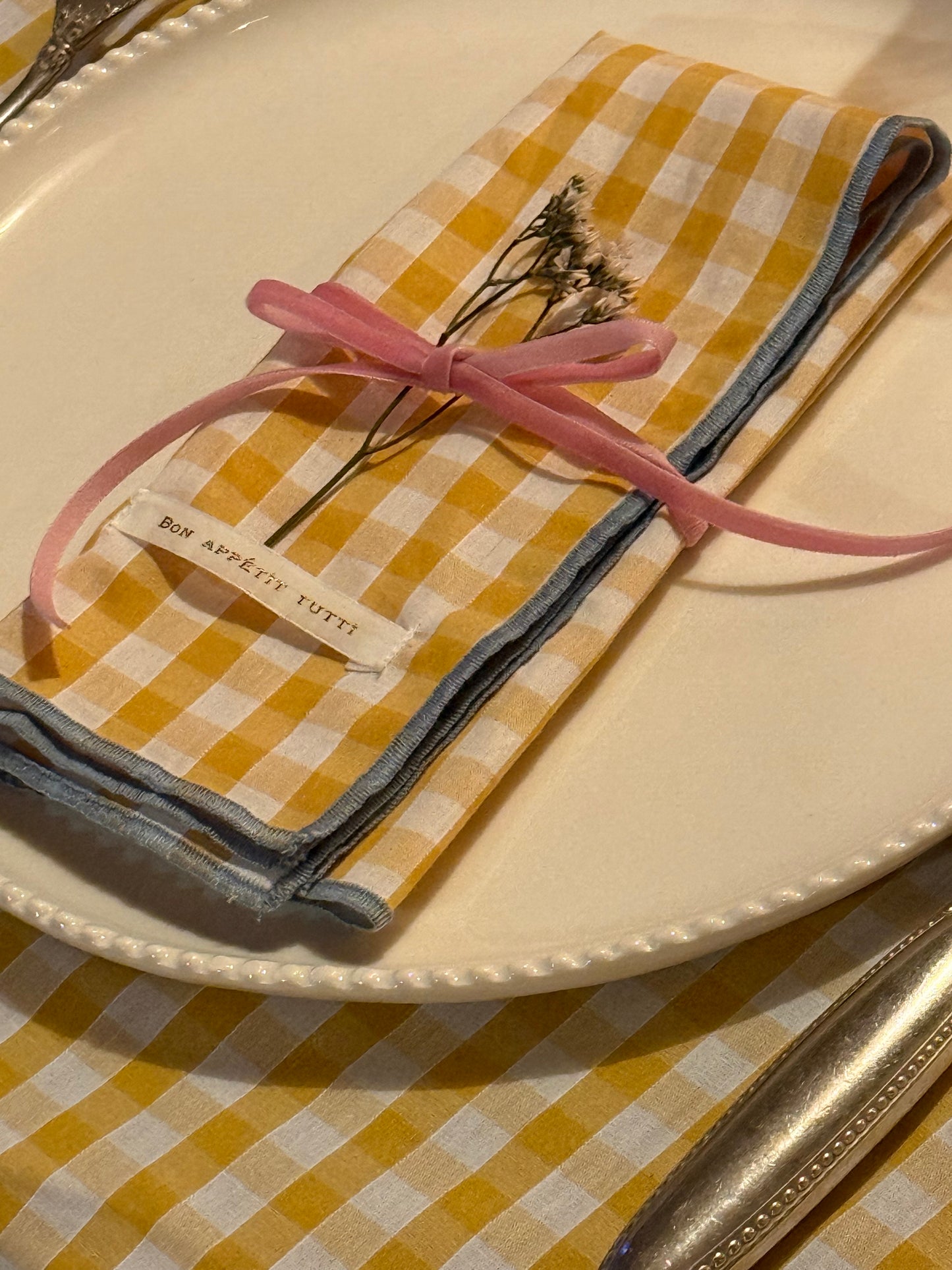Serviettes de table vichy Moutarde