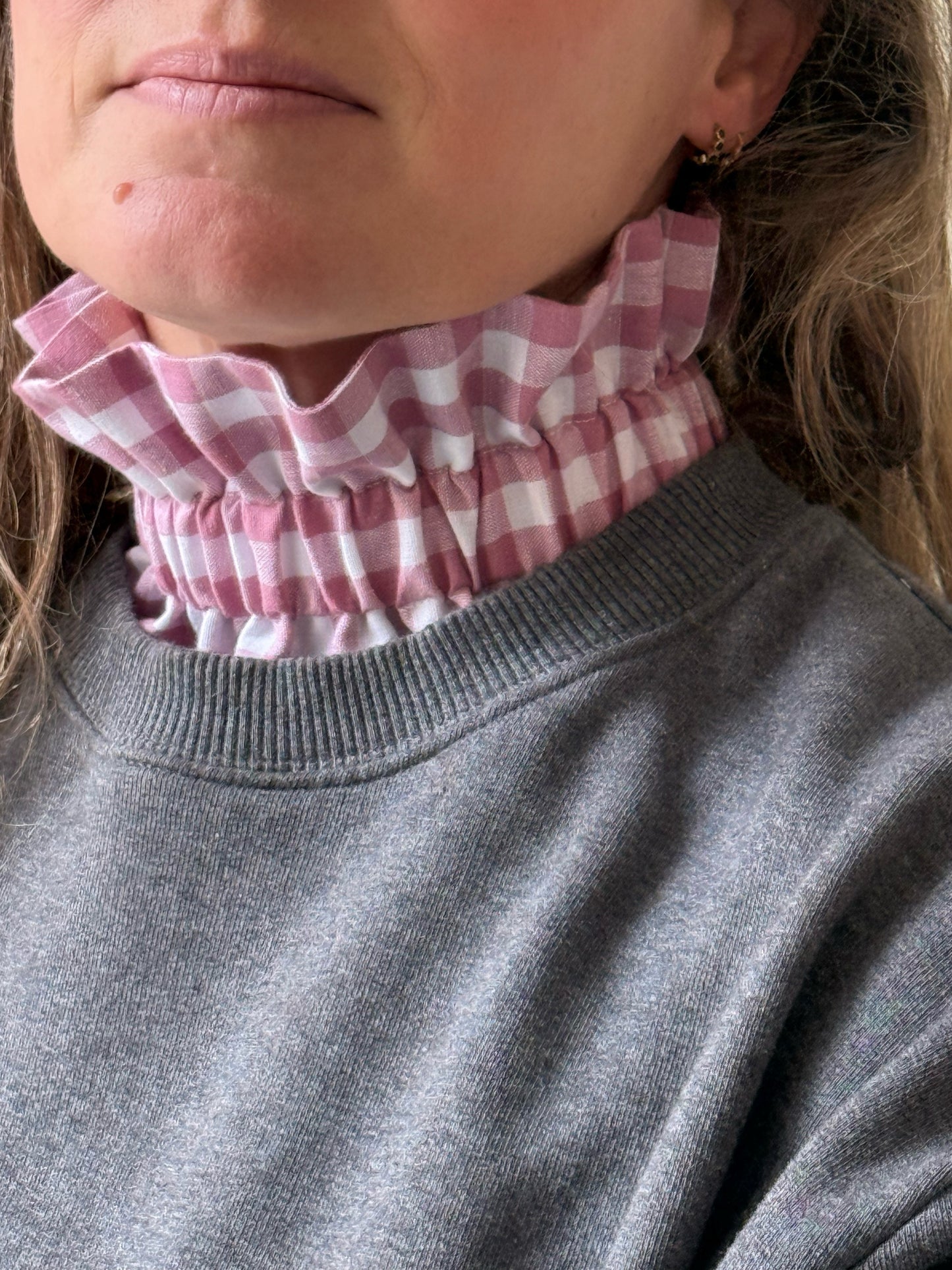 Col Amovible Vichy rose poudre