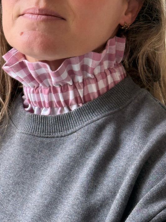 Col Amovible Vichy rose poudre