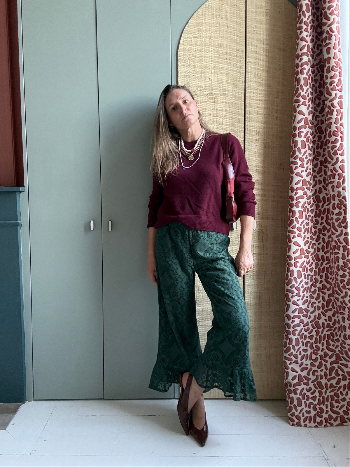 Pantalon Jeu de dentelle vert bouteille