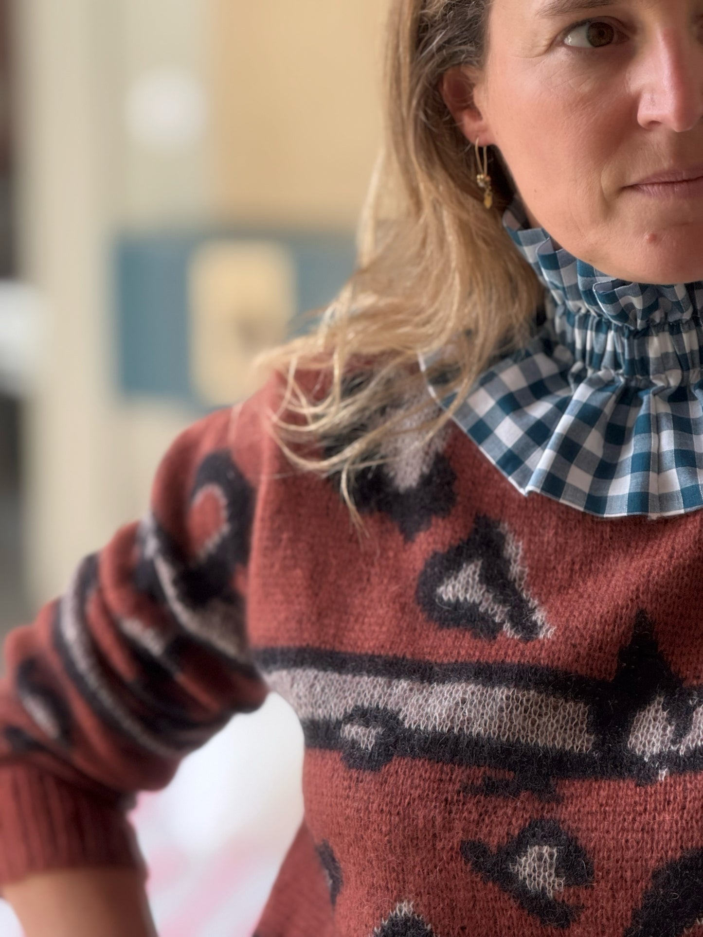 Col vichy Bleu canard