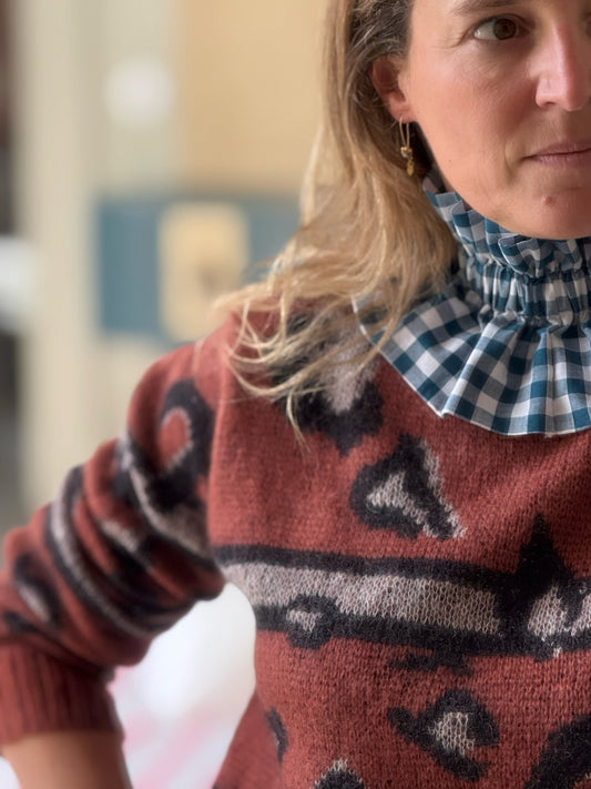 Col vichy Bleu canard